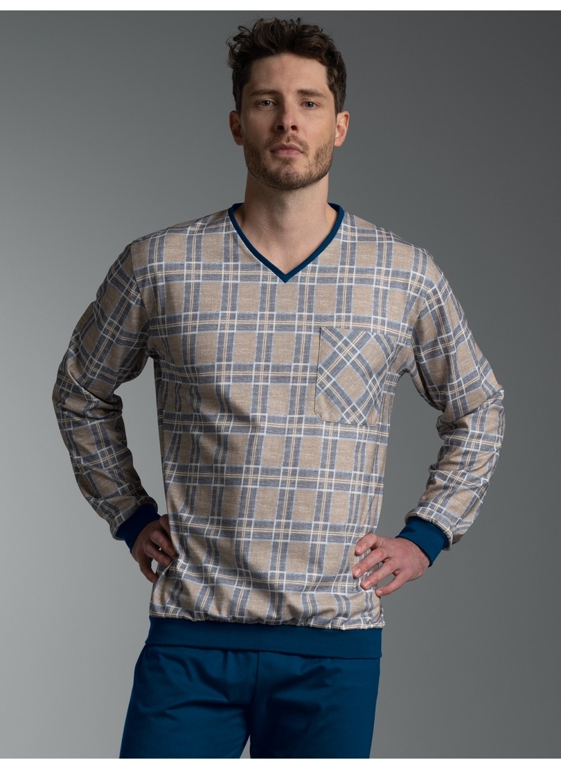 Trigema Schlafanzug »TRIGEMA Pyjama Langarmshirt mit Karo-Muster« 1
