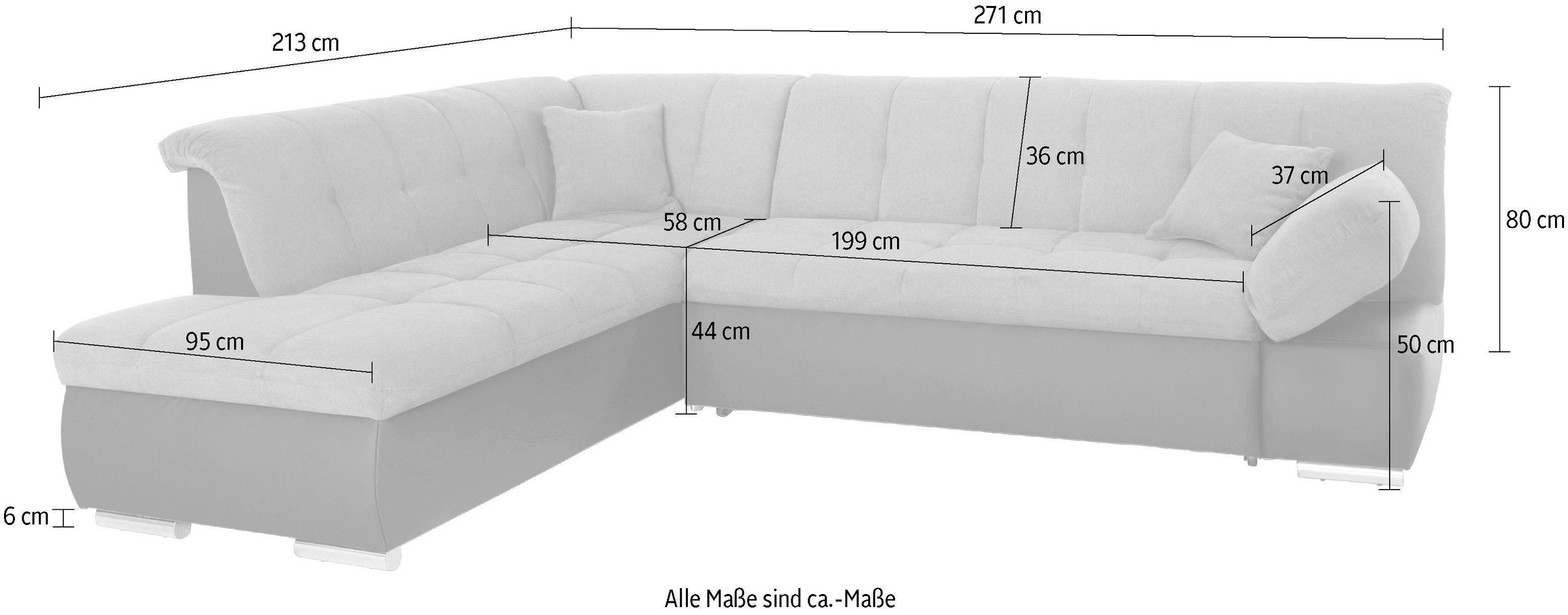 DOMO collection Ecksofa »Mona L-Form«, wahlweise mit Bett- und Armlehnfunktion