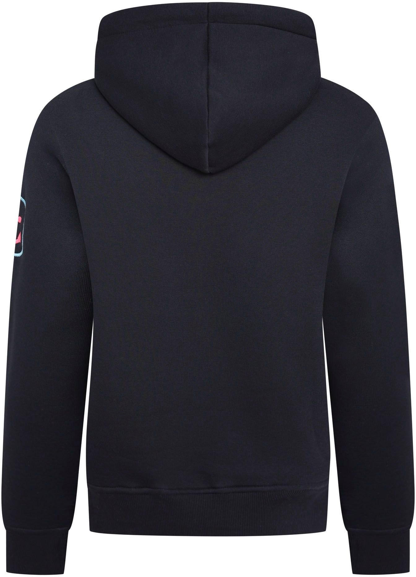 Zwillingsherz Sweat-Hoodie, mit aufgesticktem "MOIN"-Schriftzug in Neonfarben