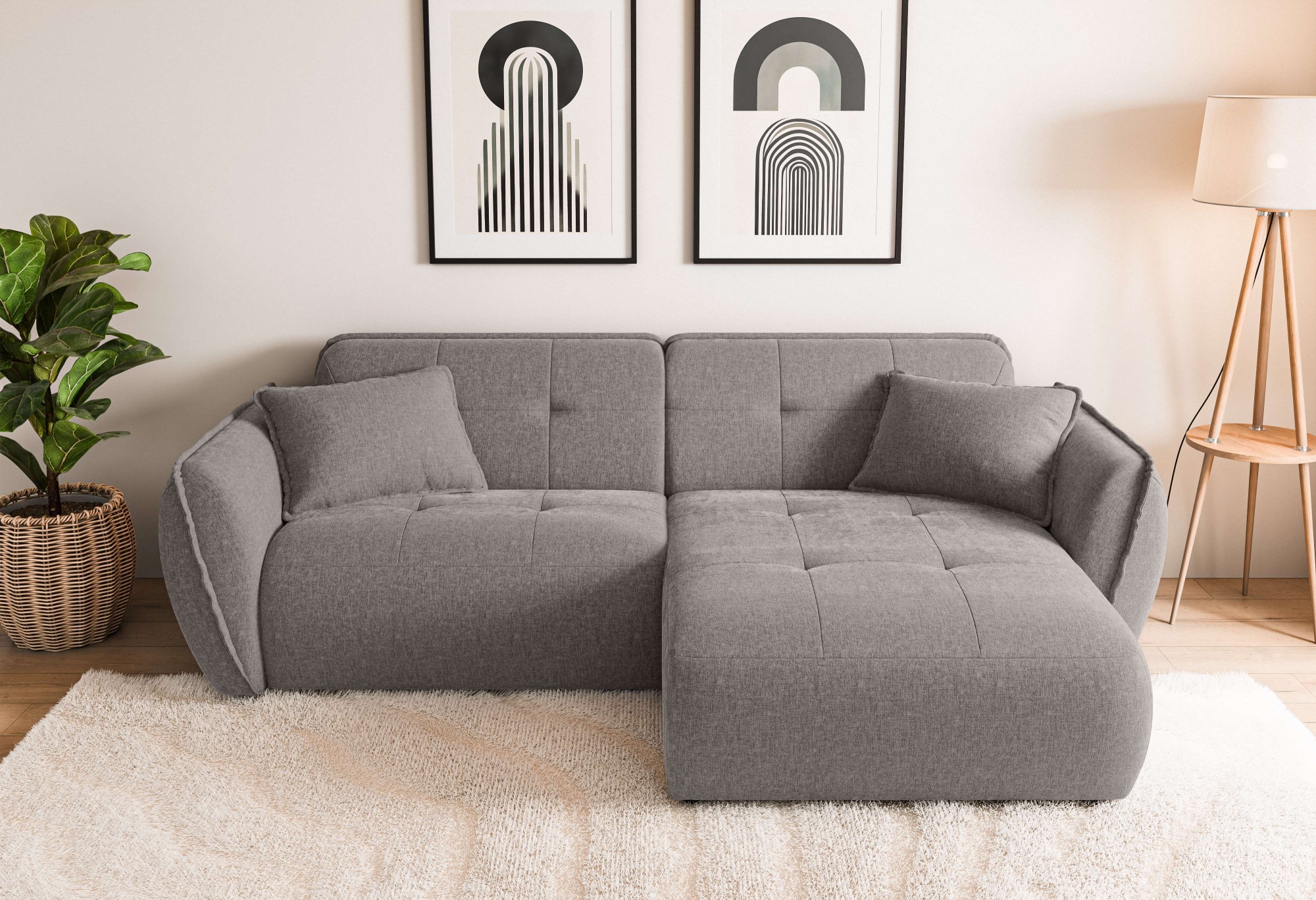 Home affaire Ecksofa »MIRELDA L-Form mit Steppungen, Recamiere rechts/links günstig online kaufen