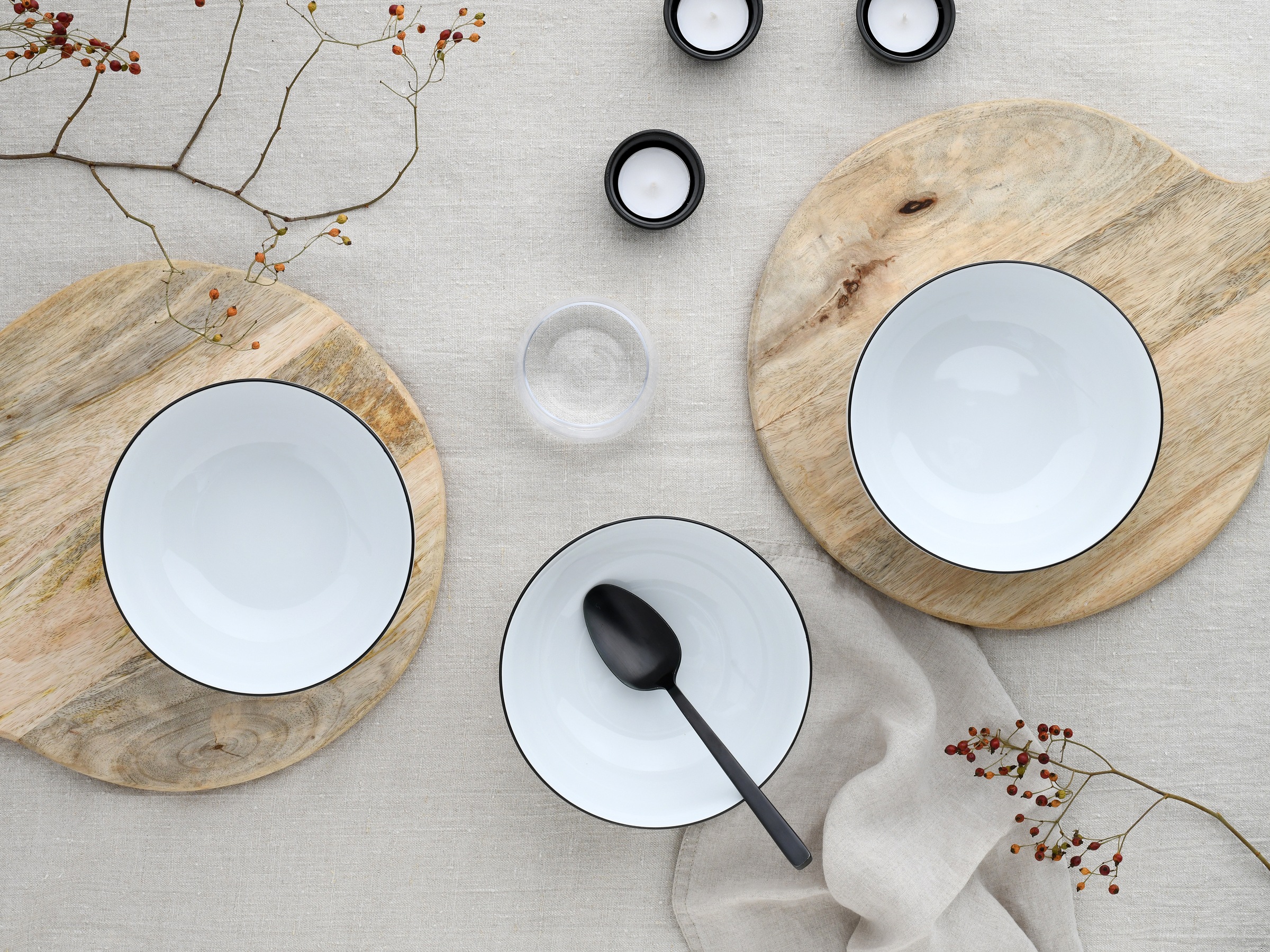 CreaTable Schale »Allround Black Line, Buddha Bowl 16 cm 4-tlg«, 4 tlg., aus Porzellan, Daily Use, Zeitlos