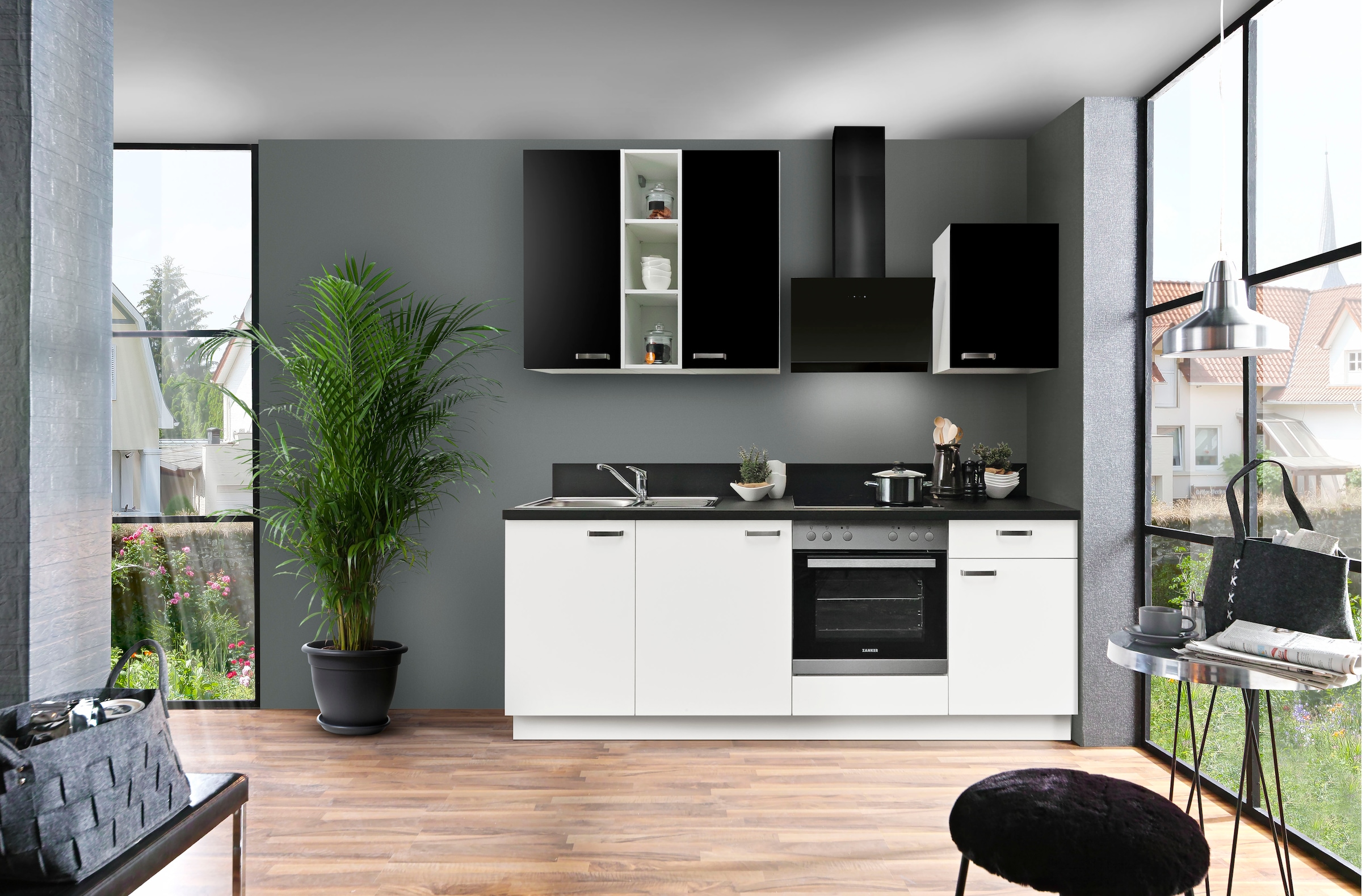 KOCHSTATION Küchenzeile »"KS-Bari", wahlw. mit E-Geräten«, Soft-Close-Funktion und Vollauszug, vormontiert, Breite 220 cm