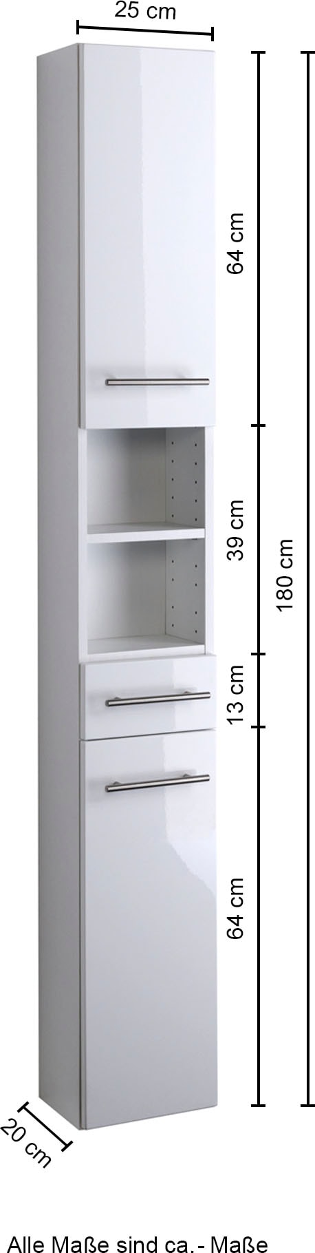 welltime Hochschrank »Venedig« Badmöbel in verschiedenen Farben erhältlich