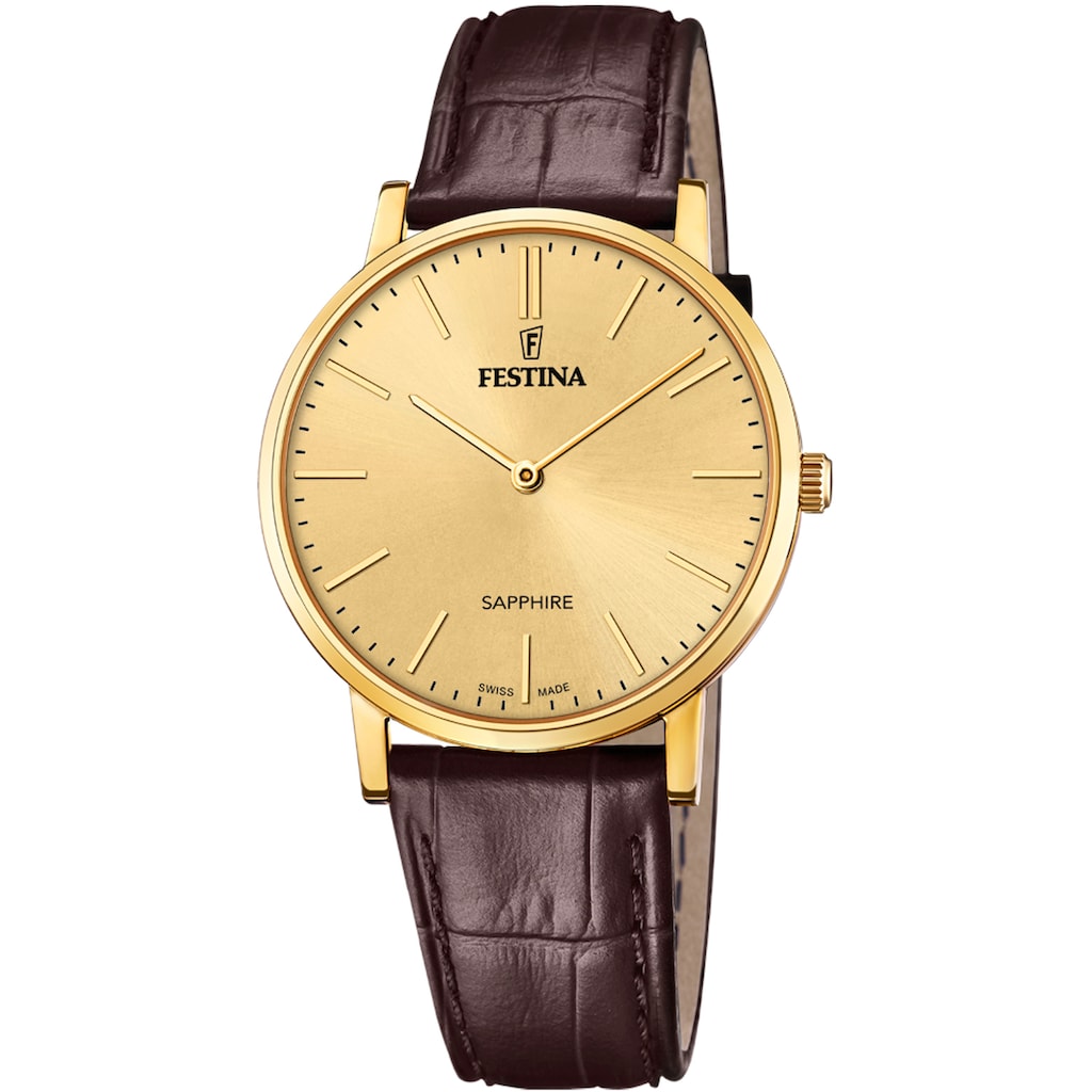 Festina Quarzuhr »Festina Swiss Made, F20016/2«, Armbanduhr, Herrenuhr, Saphirglas, Swiss Made