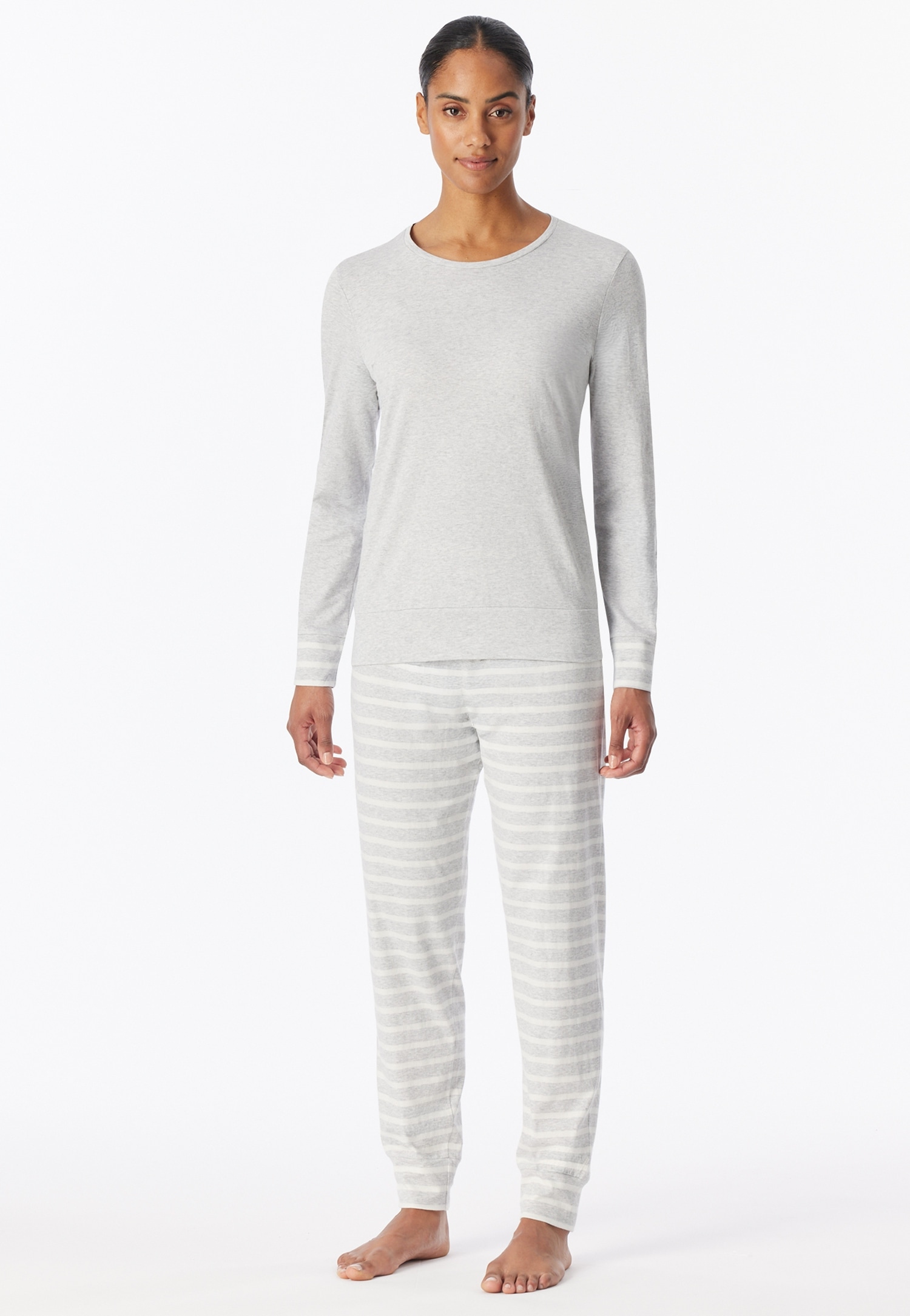 Schiesser Schlafanzug »Casual Essentials« 2 Baumwolle, Rundhalsausschnitt, langärmelig