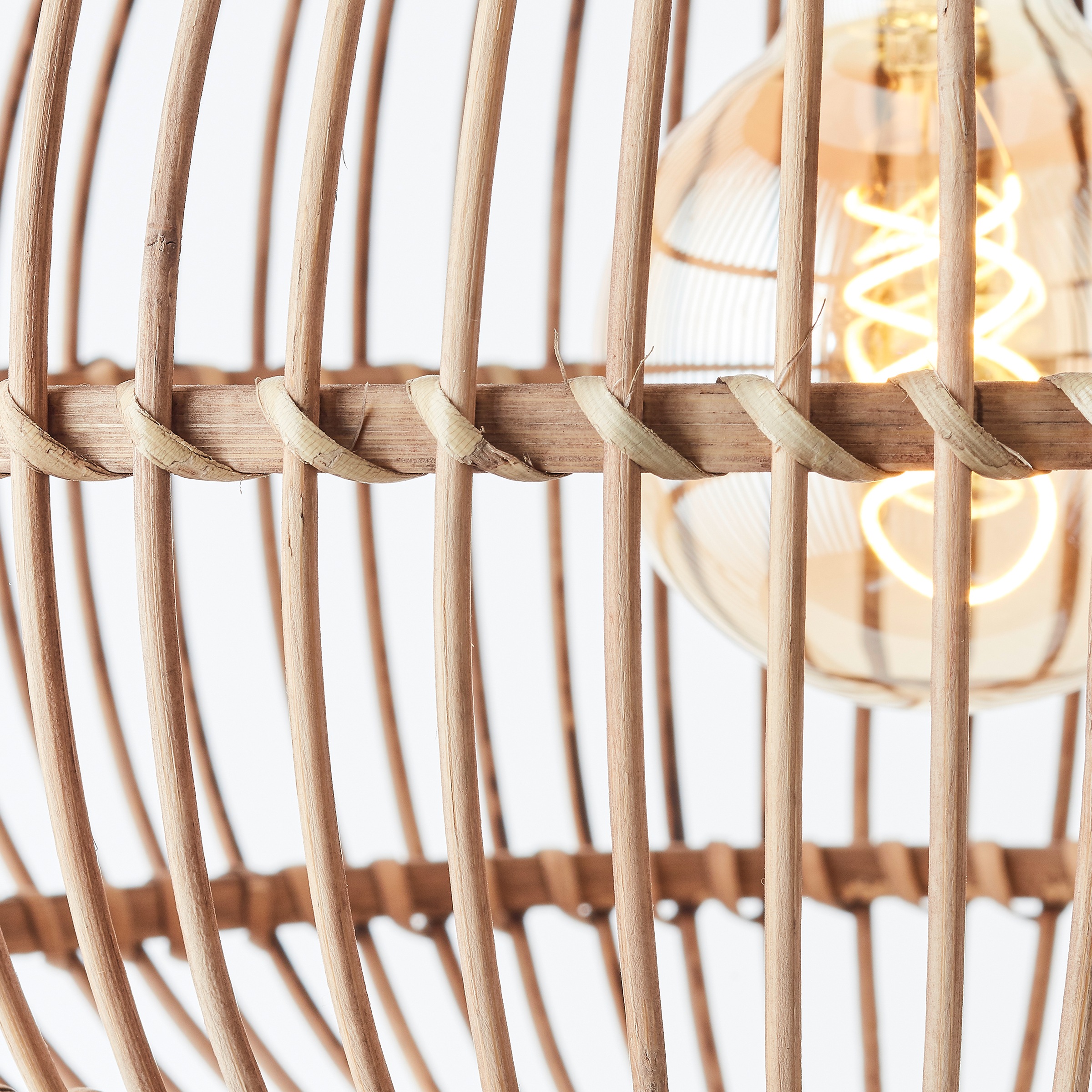 Brilliant Pendelleuchte »Woodball«, 1 flammig, Leuchtmittel E27 | ohne Leuchtmittel, höhenverstellbare Boho Hängelampe mit Bambus Schirm, dimmbar, D 45 cm