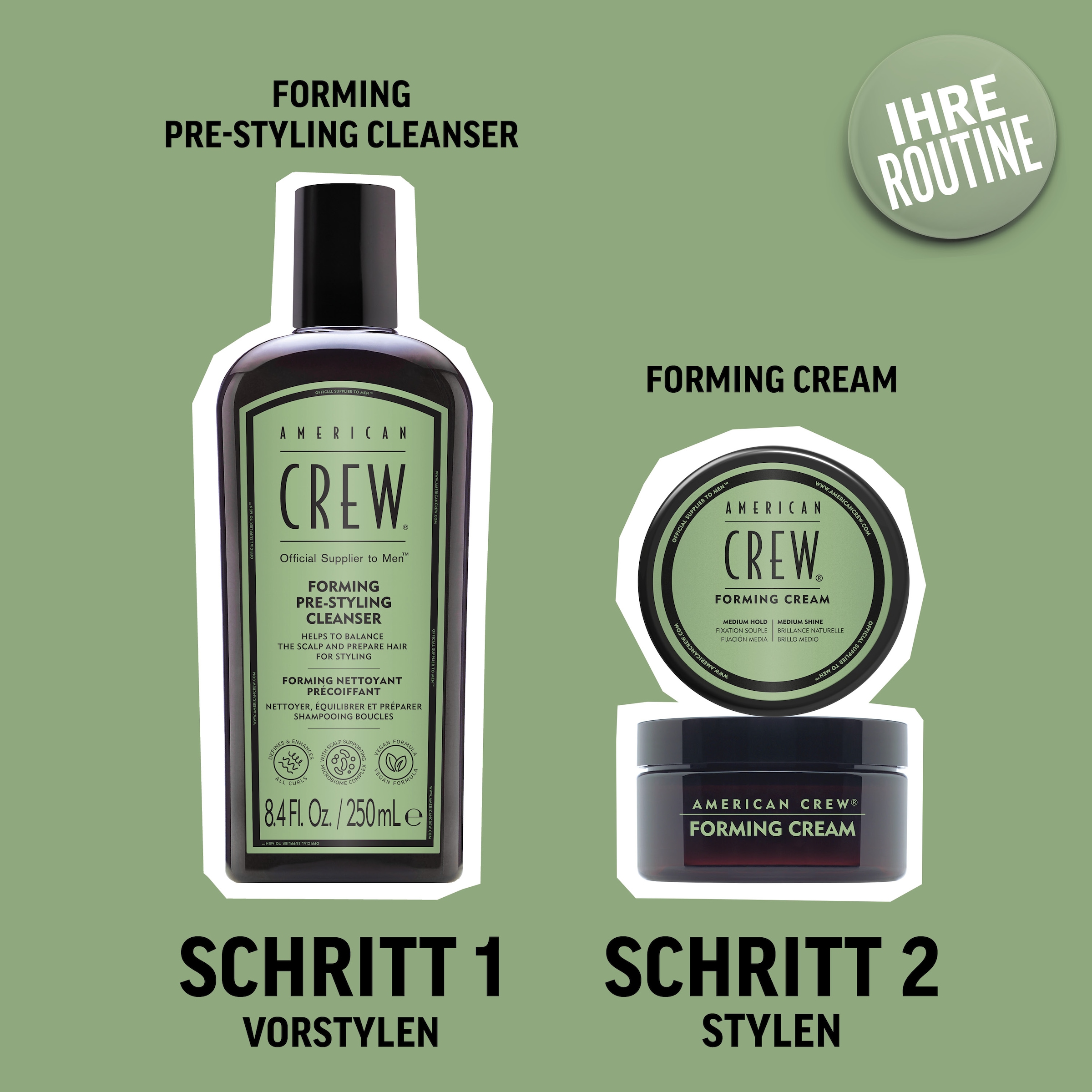 American Crew Haarshampoo »Forming Pre-Styling Cleanser Shampoo 250ml«, (1 tlg.), Vegan, ohne Silikone & Sulfate.