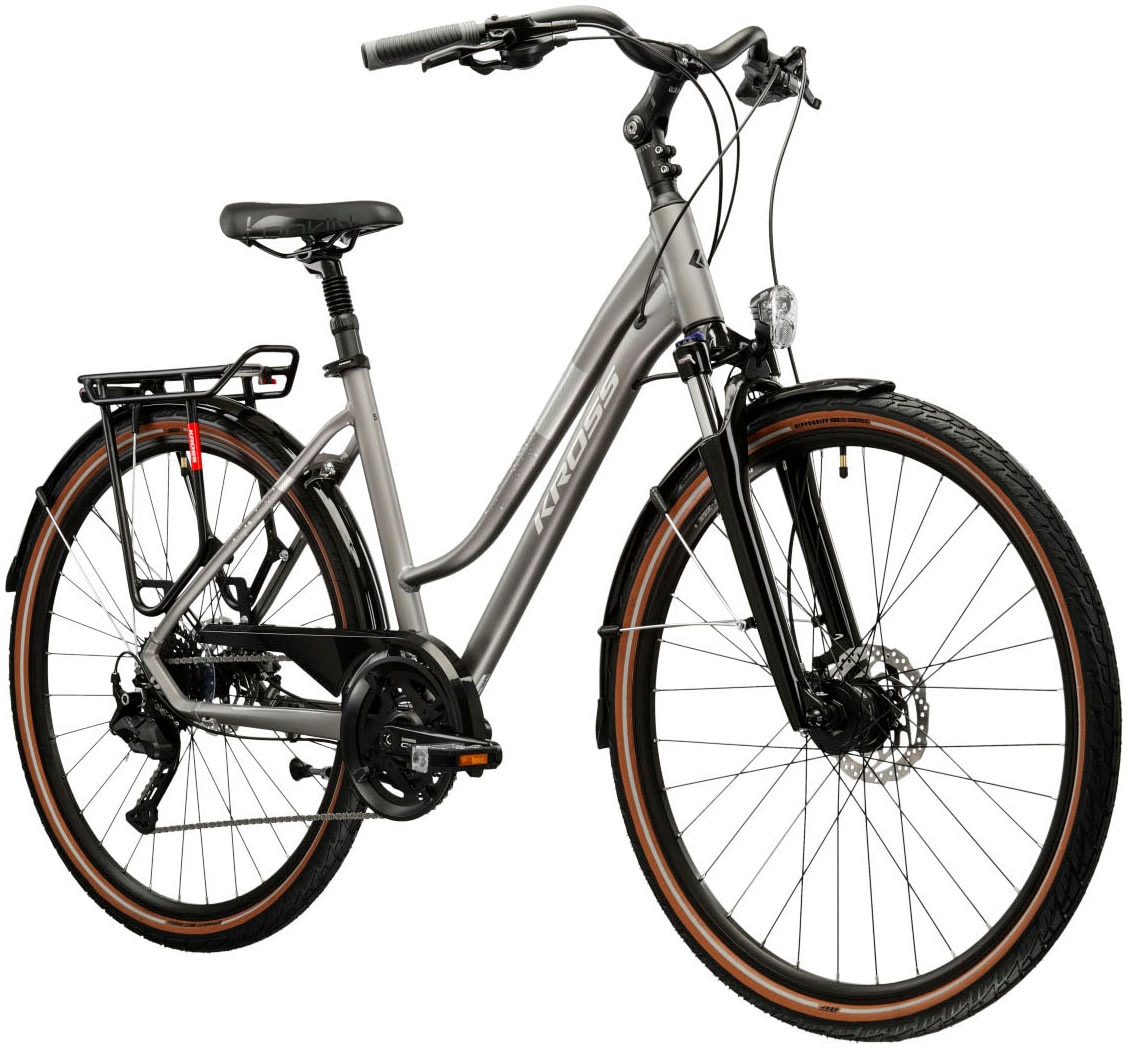 Kross Trekkingrad »KROSS Trekkingrad 28" Trans 5.0 ULT.RA silver 18 Gänge« 18 Gang Shimano CUES U3020 Schaltwerk Kettenschaltung