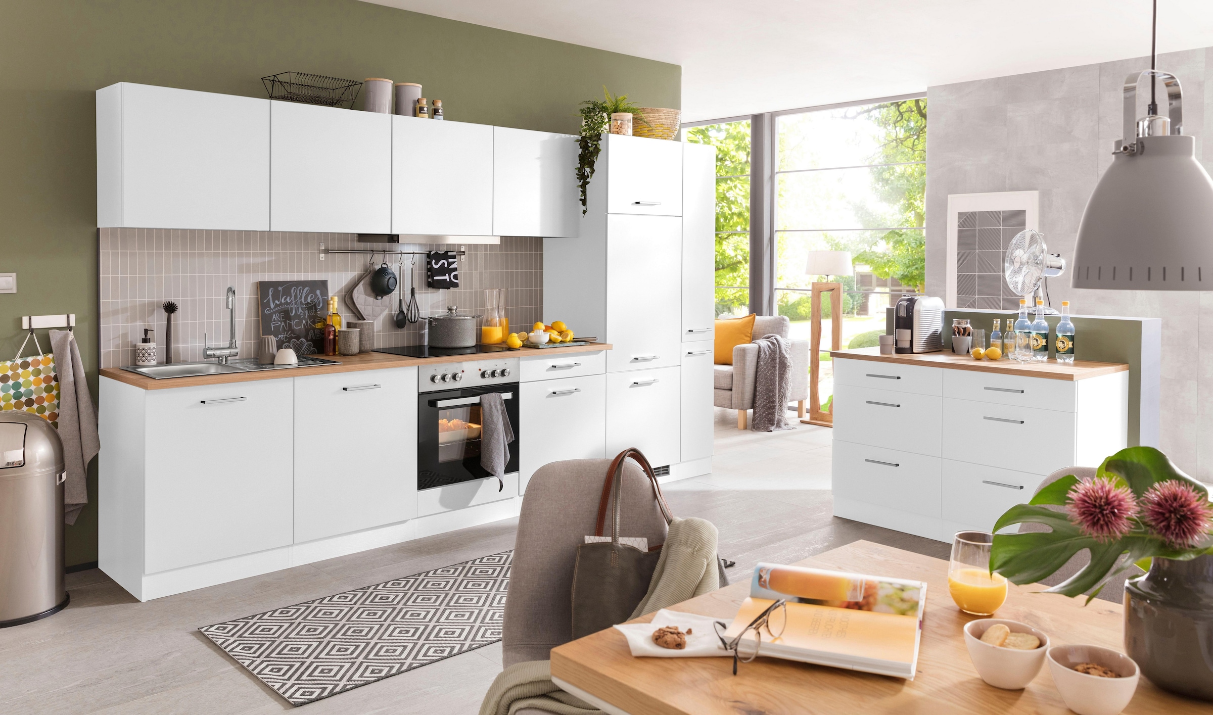 KOCHSTATION Küchenzeile »KS-Kehl«, mit E-Geräten, Breite 330 cm, inkl. Kühlschrank und Geschirrspüler