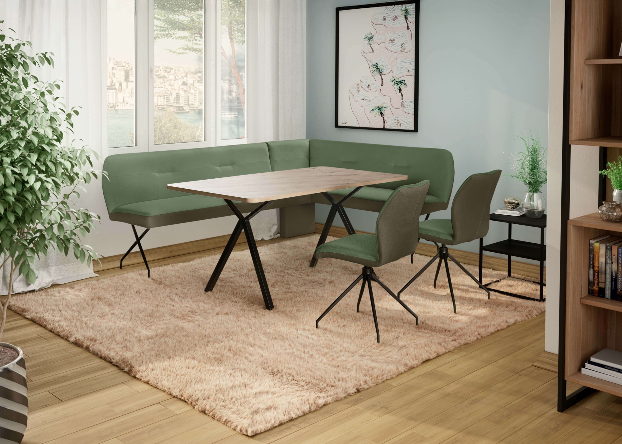 OTTO home Drehstuhl »Bruna Esszimmerstuhl,Polsterstuhl, Küchenstuhl, 4-Fußstuhl« () 360° drehbar, mit automatischer Rückstellung, 2-Stoff-Design