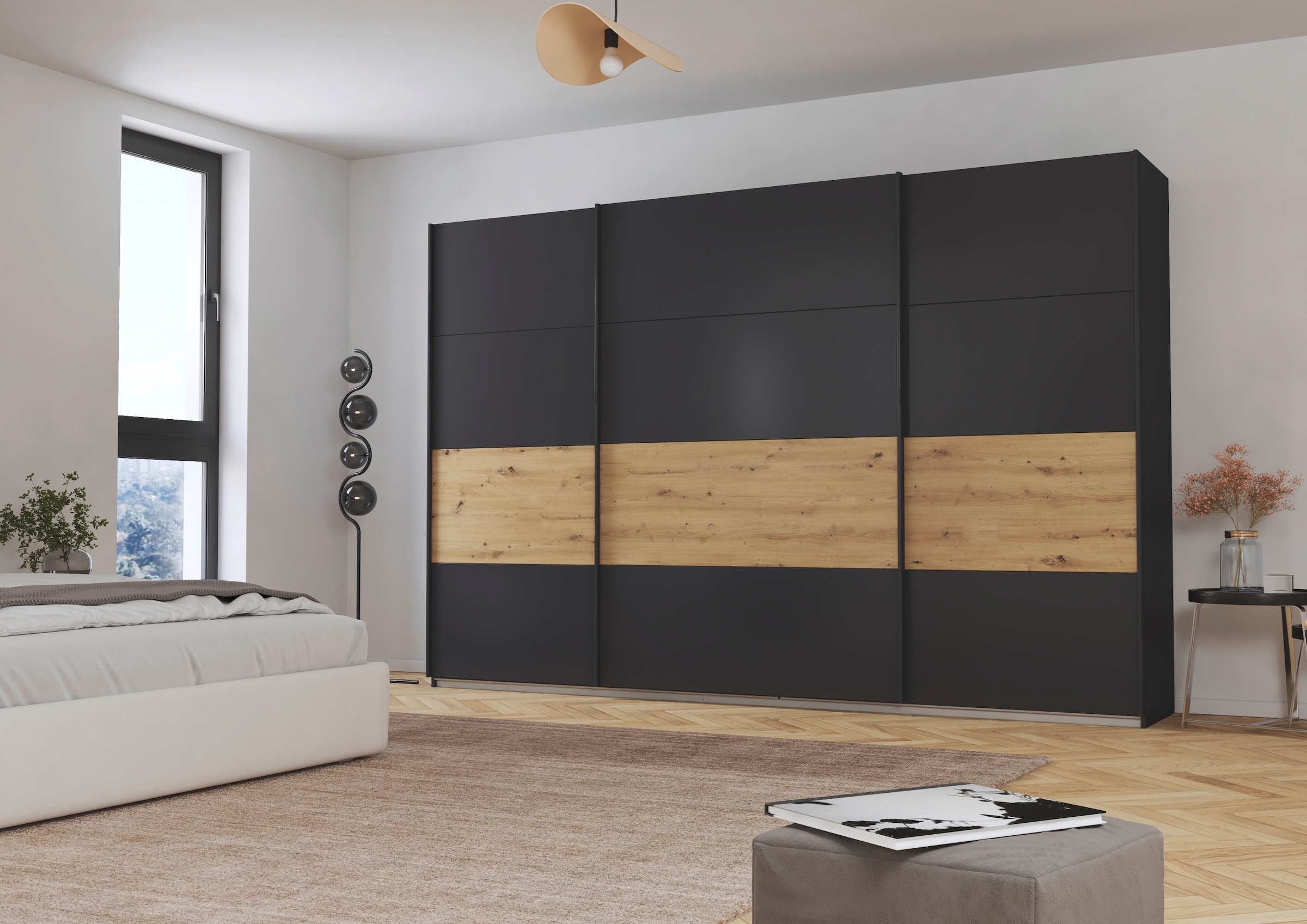 rauch Schwebetürenschrank »Schwebetürenschrank Kleiderschrank Schrank Garderobe CORTONA«, inkl. Inneneinteilung, 2 Stoffboxen und zusätzlichen Einlegeböden