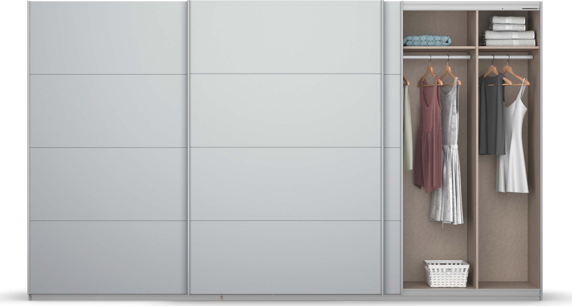 rauch Schwebetürenschrank »Kleiderschrank Schrank Garderobe KOLUNA mit Dekor-Front«, inkl. 2 Innenschubladen sowie extra Einlegeböden MADE IN GERMANY