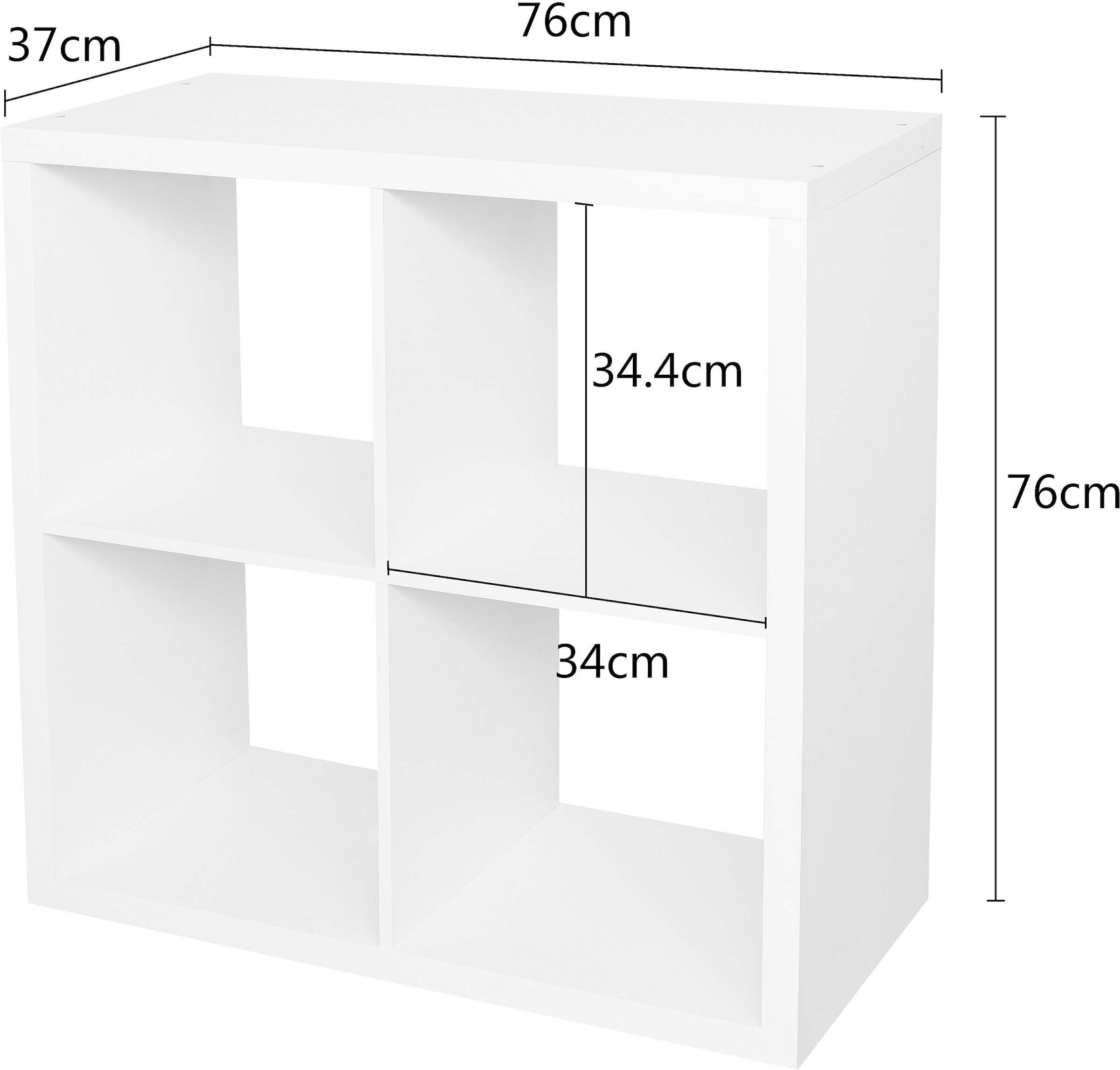 OTTO home Bücherregal »IZOLA, Raumteiler, Aktenregal, Würfelregal,« mit 6 oder 8 Fächern, quer und hochkant stellbar, (B/T) 76x37 cm