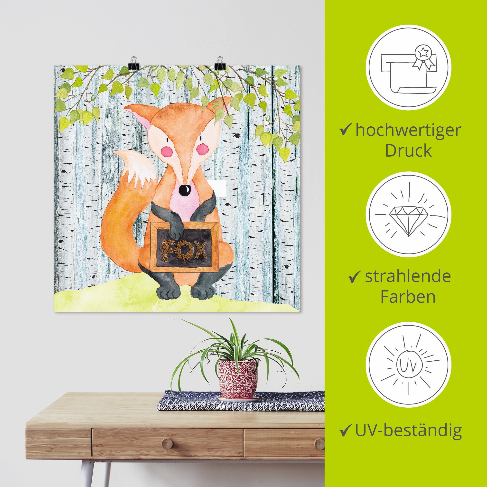 Artland Poster »Waldfreunde- der schlaue Fuchs« Tiere 1 Stk. tlg. ohne Rahmen