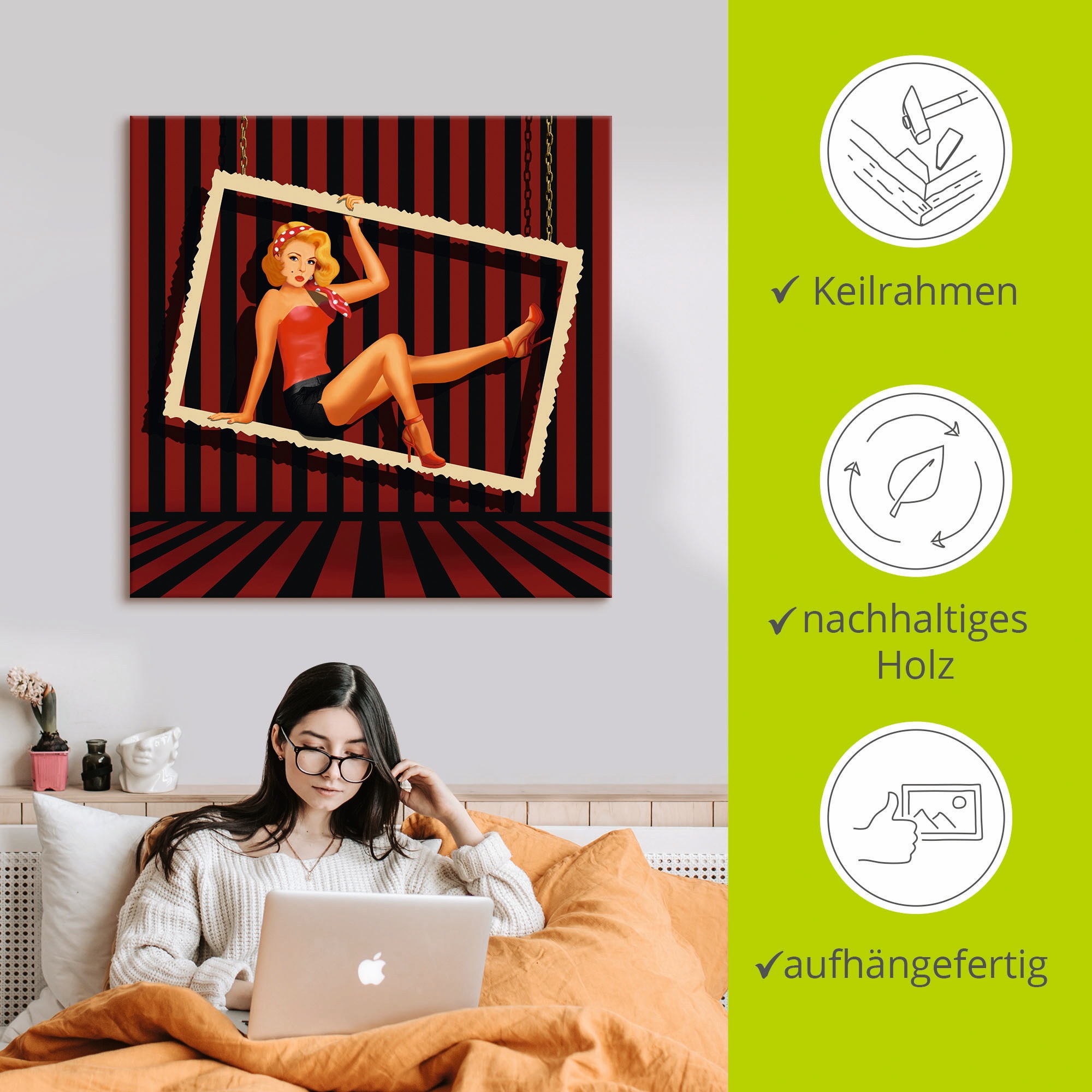 Artland Wandbild »Schönheit aus den 50er Jahren«, Frau, (1 St.), als Leinwandbild, Wandaufkleber in verschied. Größen