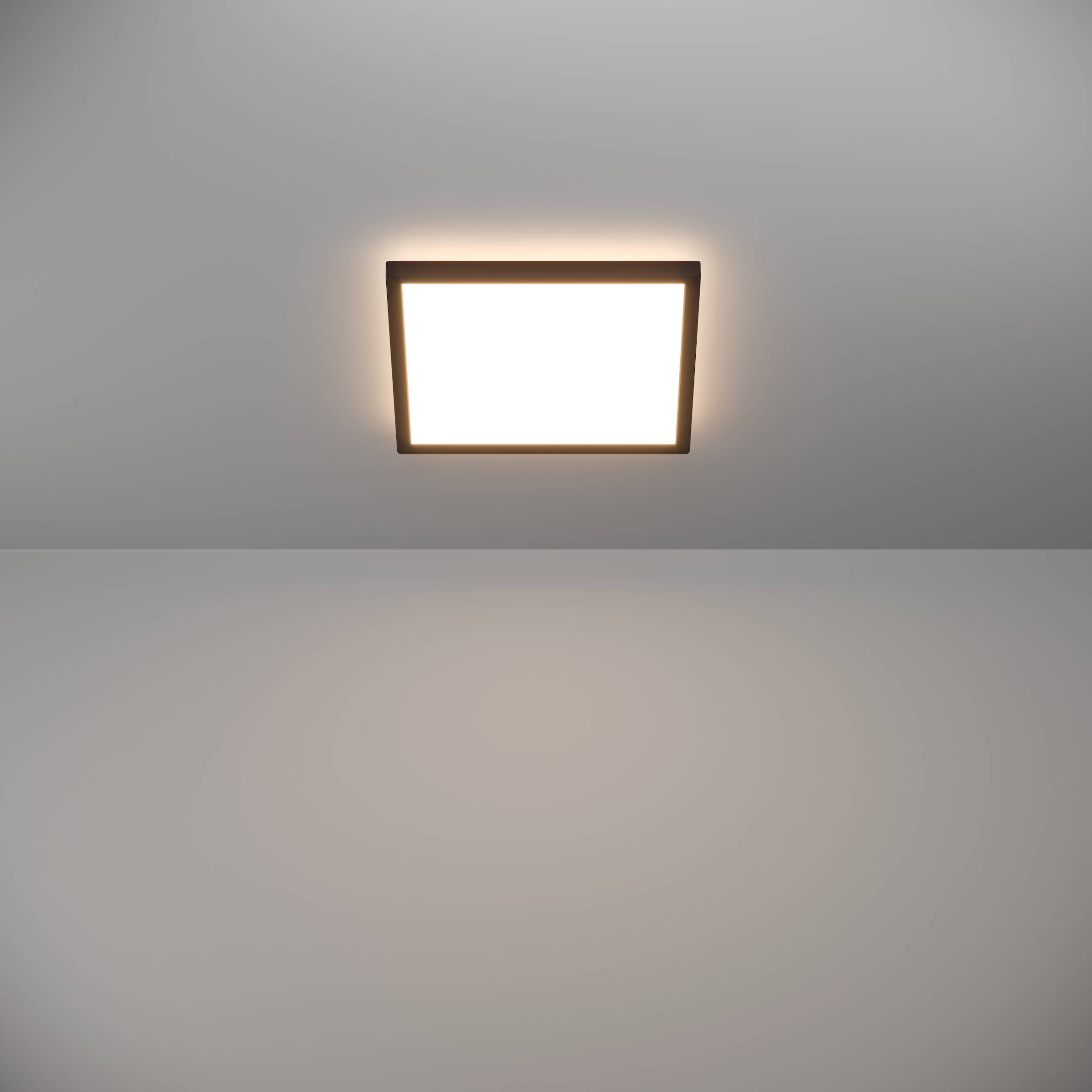 EGLO Deckenleuchte »Rovito Deckenlampe, Deckenbeluchtung, Badlampe Decke, Kunststoff, IP44« LED-Modul 1 Stk. Kaltweiß | Neutralweiß | Warmweiß Wand-/Deckenleuchte - L29 x B29 x H3 cm - schwarz - 13,4W inkl.