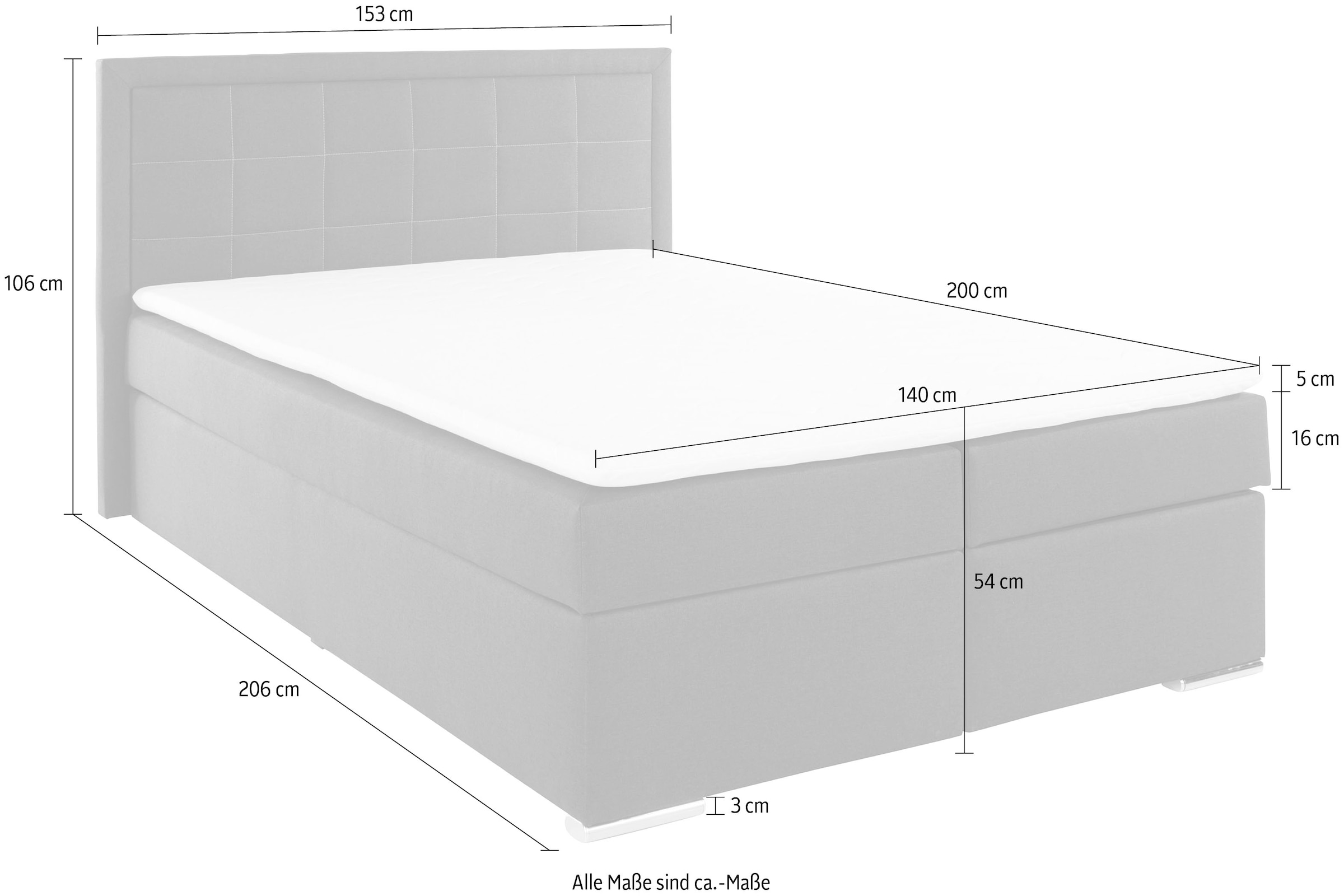 Boxbett Athena, wahlweise mit Bettkasten inkl. Topper bei Ausführung mit Matzratze, in Härtgraden H2, H3, H4