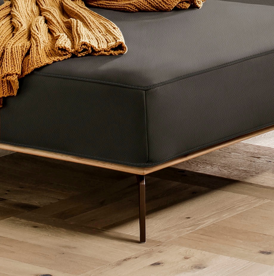 W.SCHILLIG Ecksofa »run, Designsofa mit tollem Sitzkomfort, bequem, L-Form«, mit Holzsockel, Füße in Bronze pulverbeschichtet, Breite 279 cm