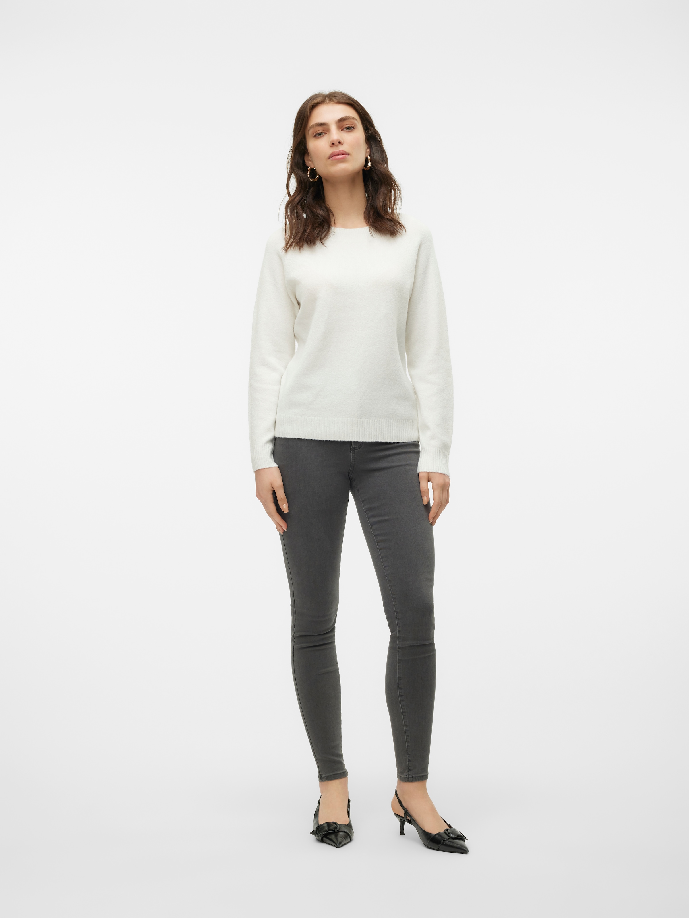Vero Moda Rundhalspullover »VMDOFFY LS O-NECK BLOUSE GA NOOS« Materialmix, regular fit