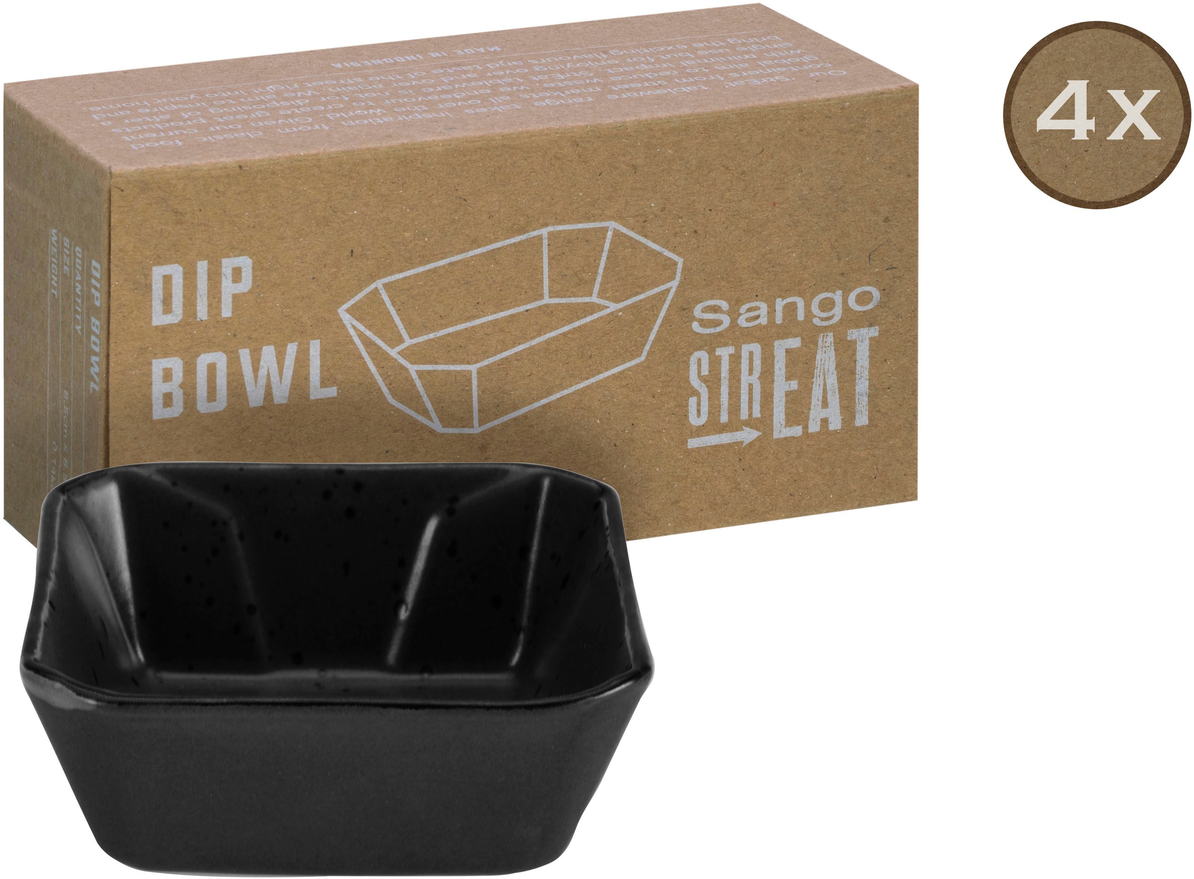 CreaTable Servierschale »Dip Bowl«, 4 tlg., aus Steinzeug, Dipschale, Snackschale, Topaktueller „Streat Food“ Trend