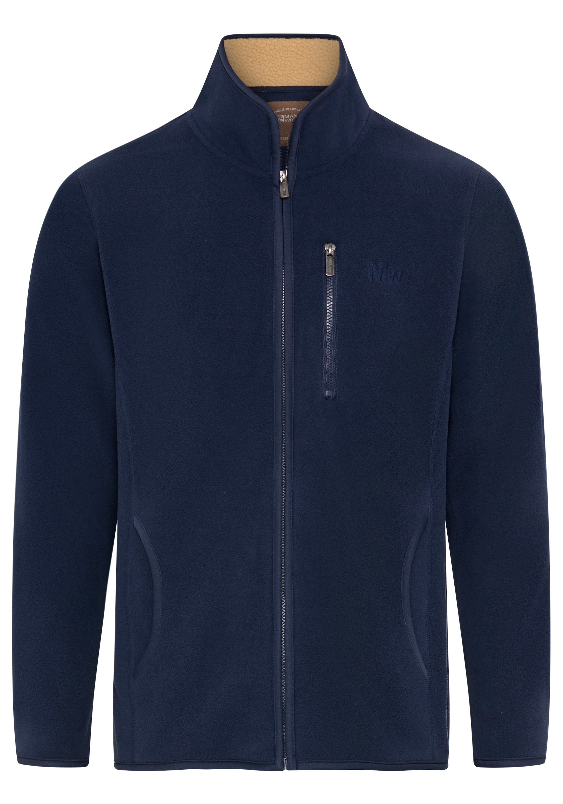 Man's World Fleecejacke hüftlang, figurumspielend, mit Reißverschluss