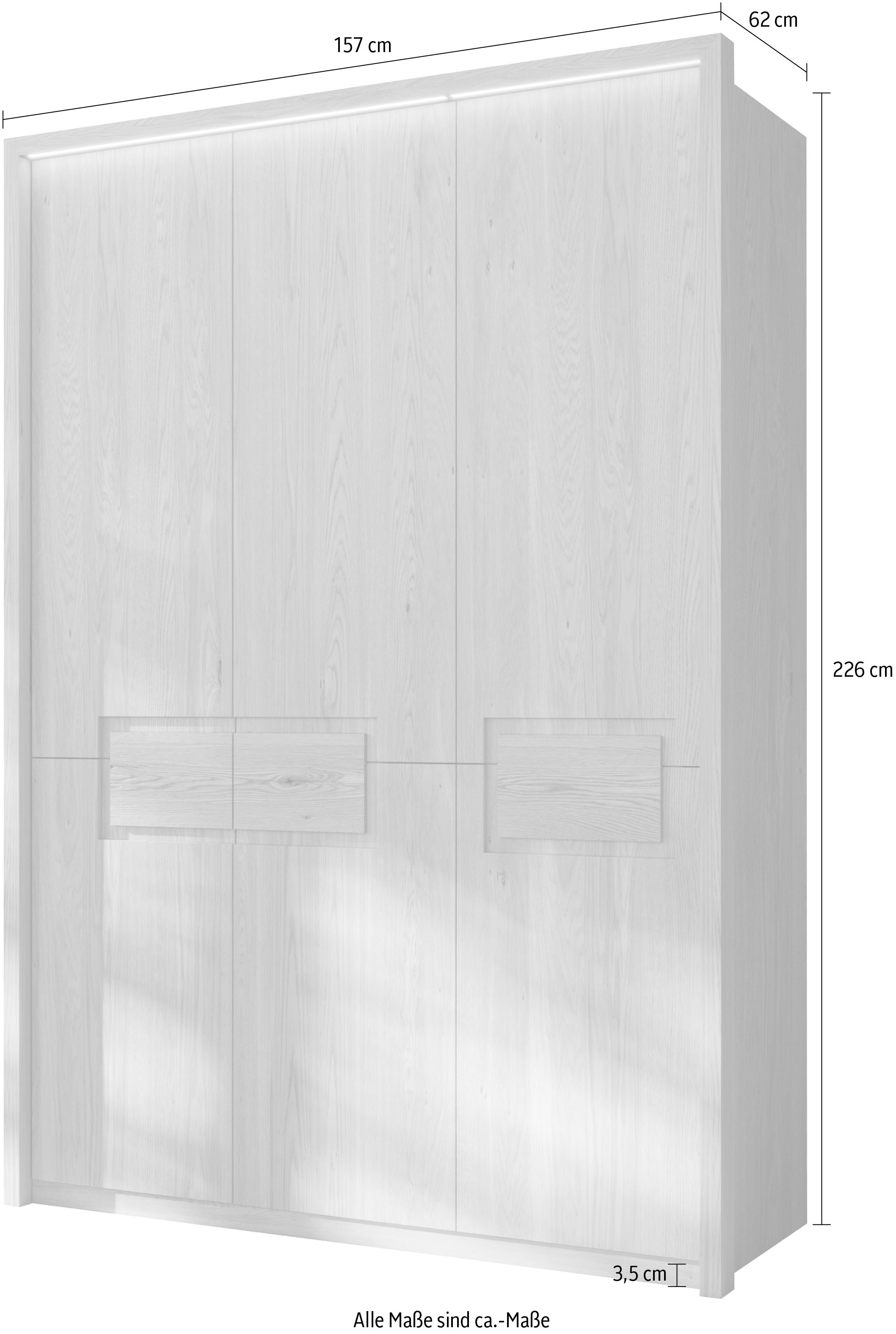 Home affaire Kleiderschrank »Léopoldine, aus Kernbuche, inkl. Passepartout«, Massivholz-Kleiderschrank, im 50 cm Raster planbar