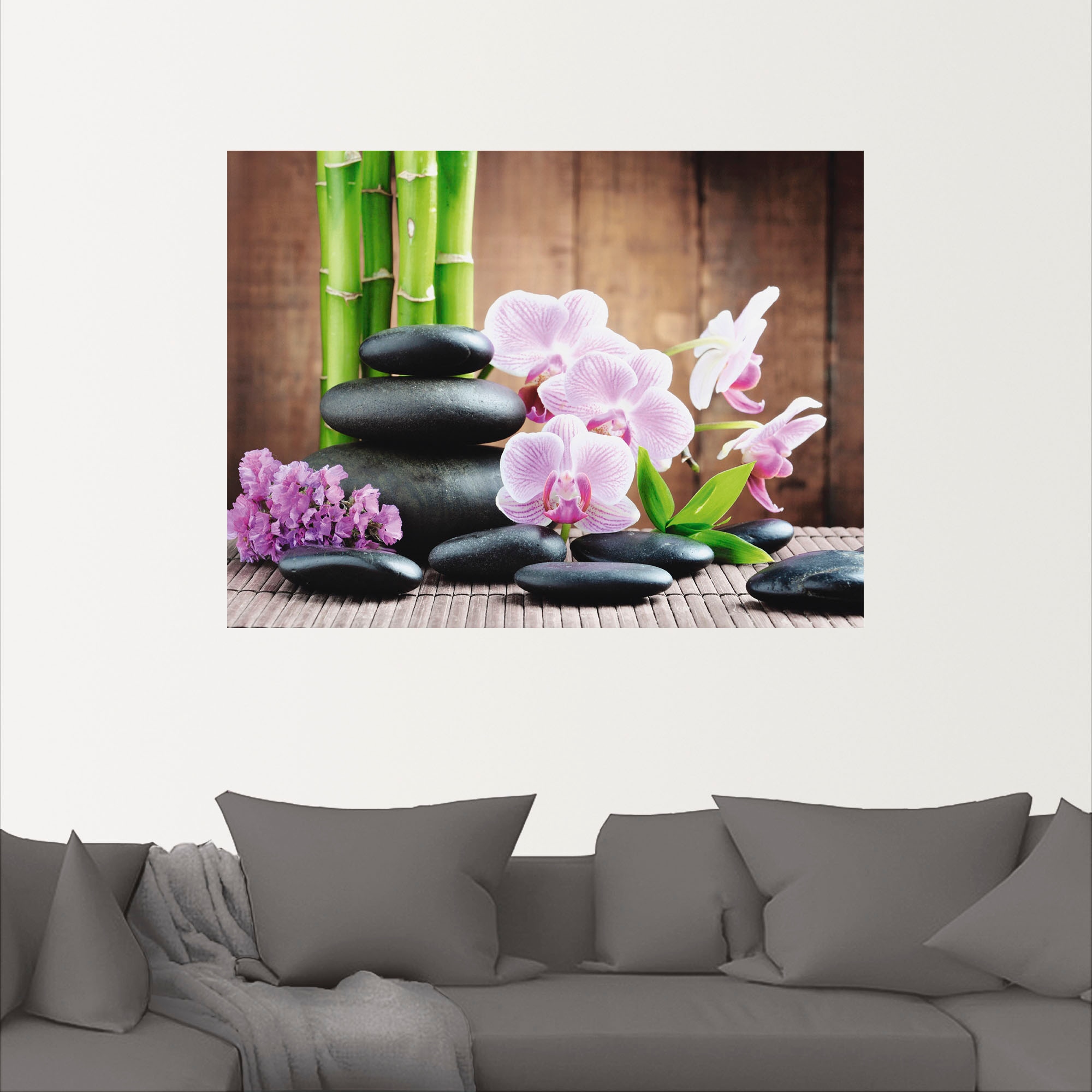 Artland Wandbild »Spa Konzept Zen Steinen Orchideen«, Zen, (1 St.), als Leinwandbild, Poster, Wandaufkleber in verschied. Größen