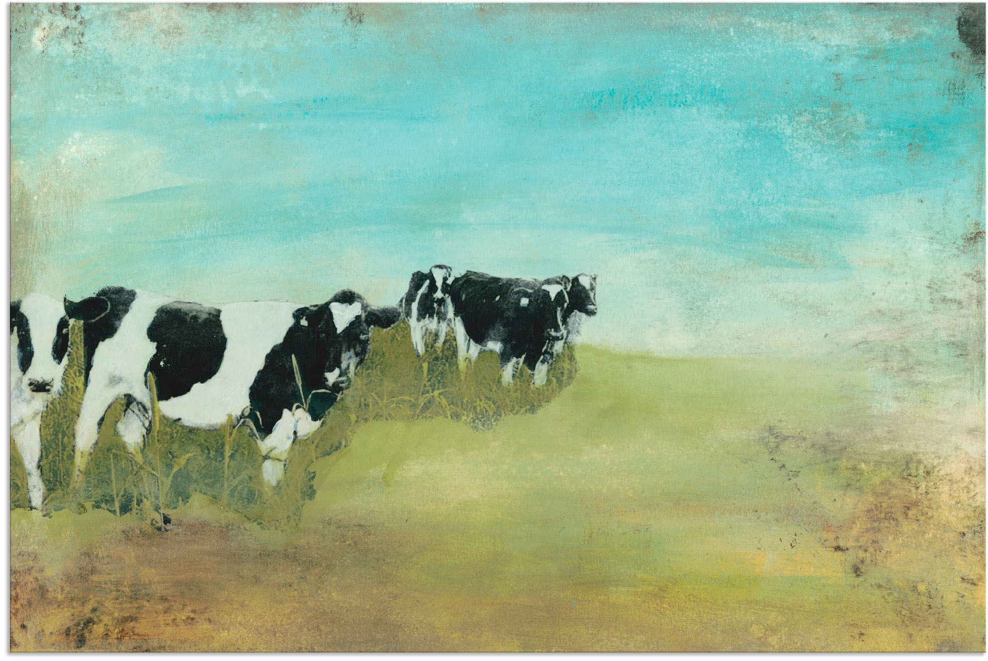 Preisvergleich für Artland Wandbild Weide vielen & Alubild St.), Farbe der Ladendirekt II«, in (1 Outdoorbild / Grün der auf Produktarten »Kühe Größen für, | - Haustiere, in