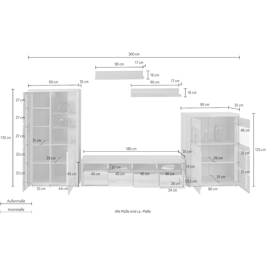 Woltra Wohnwand »Silkeborg«, (Set, 5 St.)