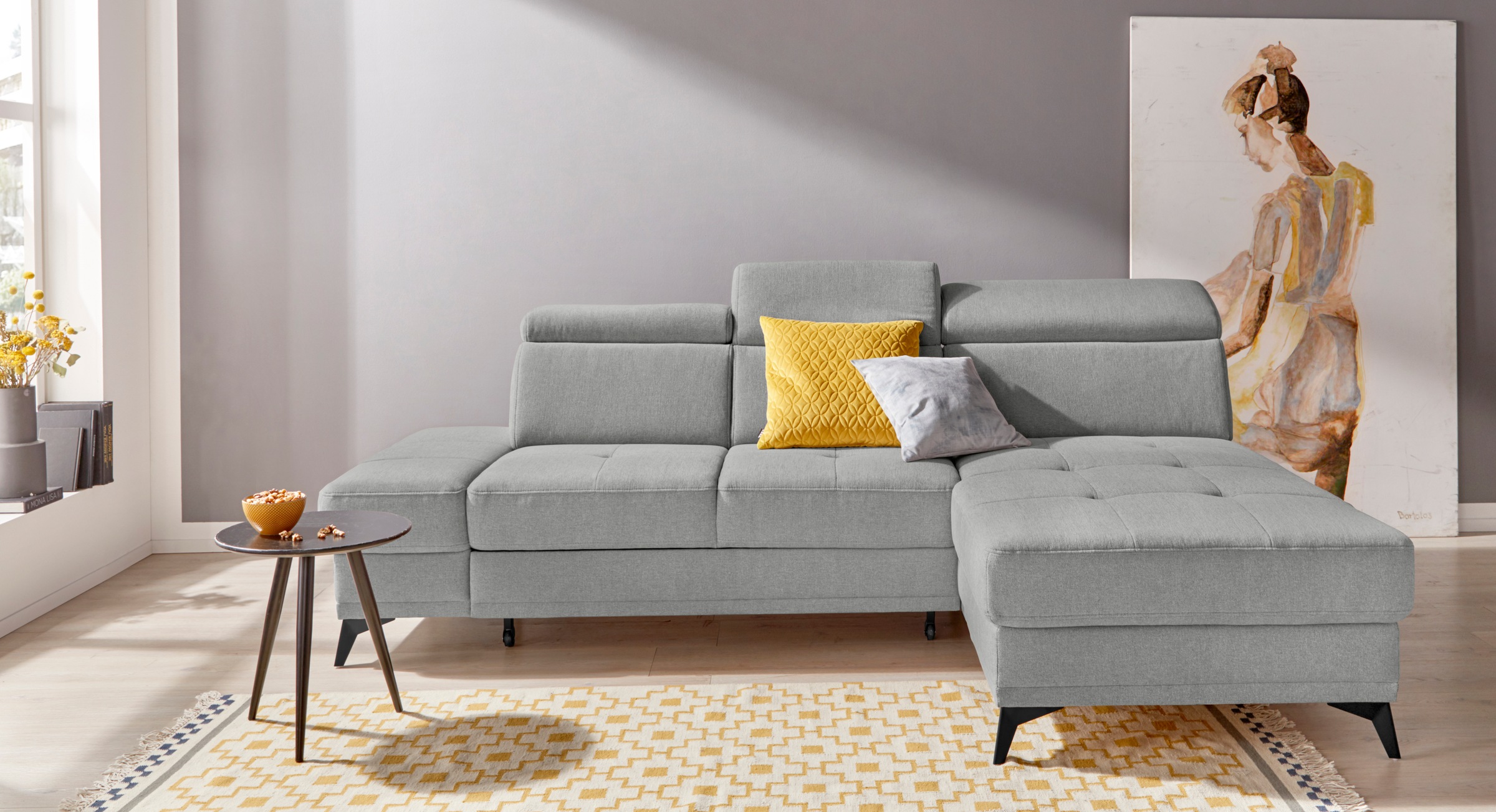 Home affaire Ecksofa »Cardiz L-Form« inkl.Kopfteilverstellung und Federkern günstig online kaufen