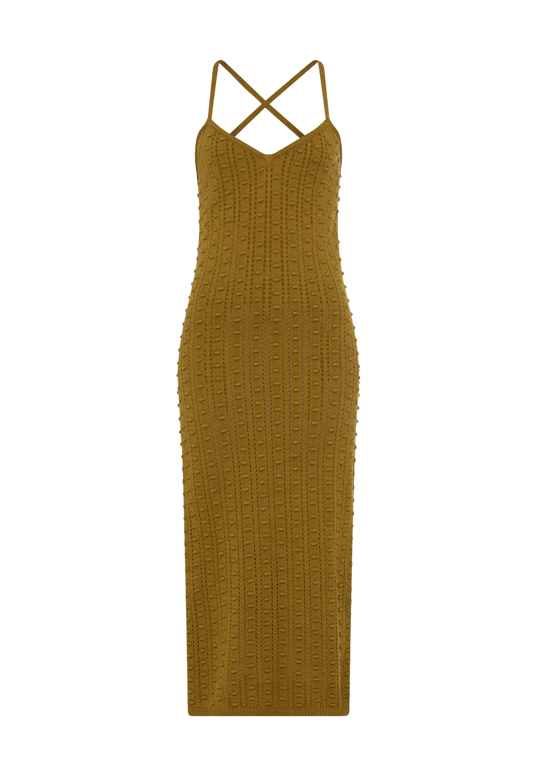 LSCN by LASCANA Strickkleid »mit tiefem Rückenausschnitt« in Midilänge mit gekreuzten Trägern hinten, Midikleid, Strandkleid