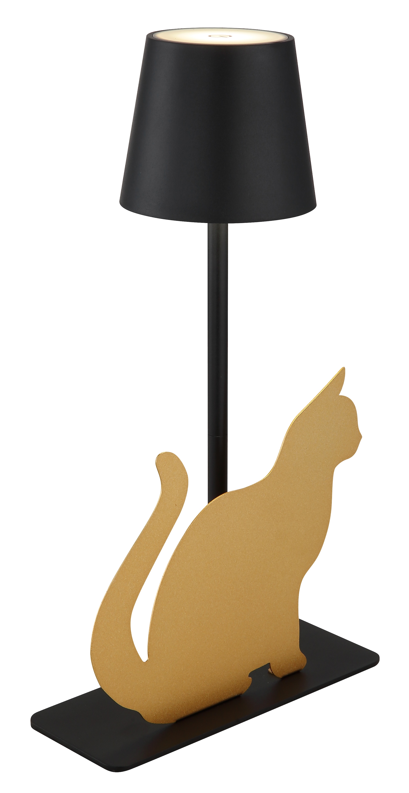 GLOBO LIGHTING LED Tischleuchte »FURRI«, 1 flammig, Leuchtmittel LED-Board | LED fest integriert, Tischlampe schwarz gold Tiere Katze