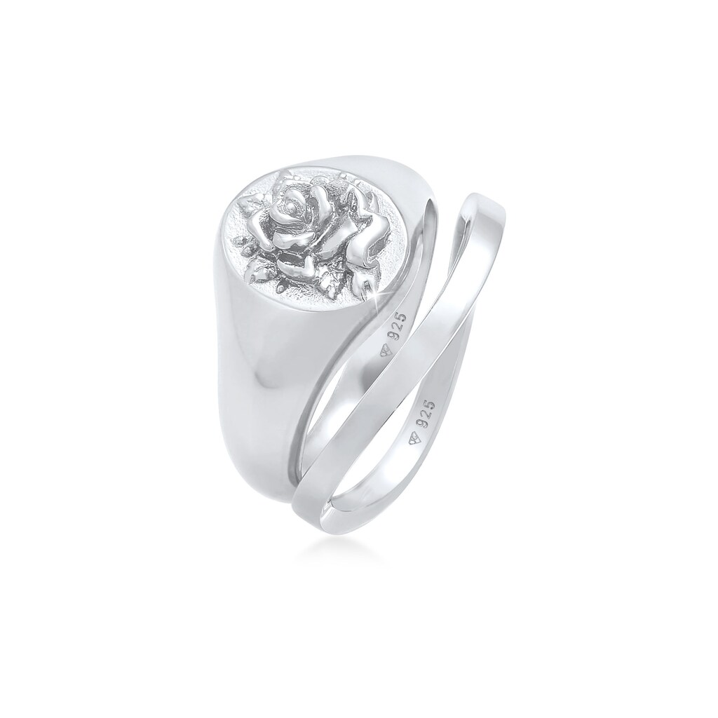 Elli Fingerring »Siegelring Rose Basic Ring 2er Set 925 Silber«