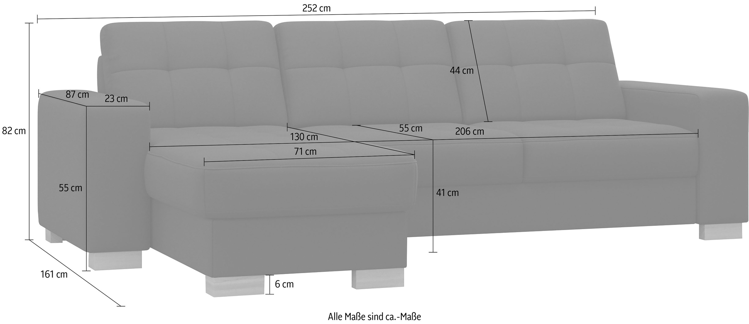 sit&more Ecksofa »Quincy L-Form«, wahlweise mit Bettfunktion und Bettkasten