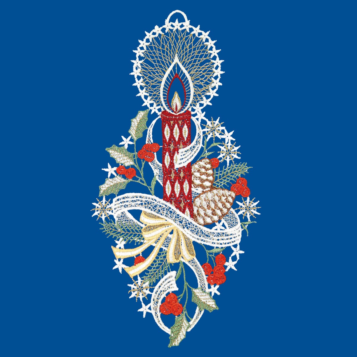 W. Reuter & Sohn - Plauener Spitze Fensterbild "Kerze" Made in Germany günstig online kaufen