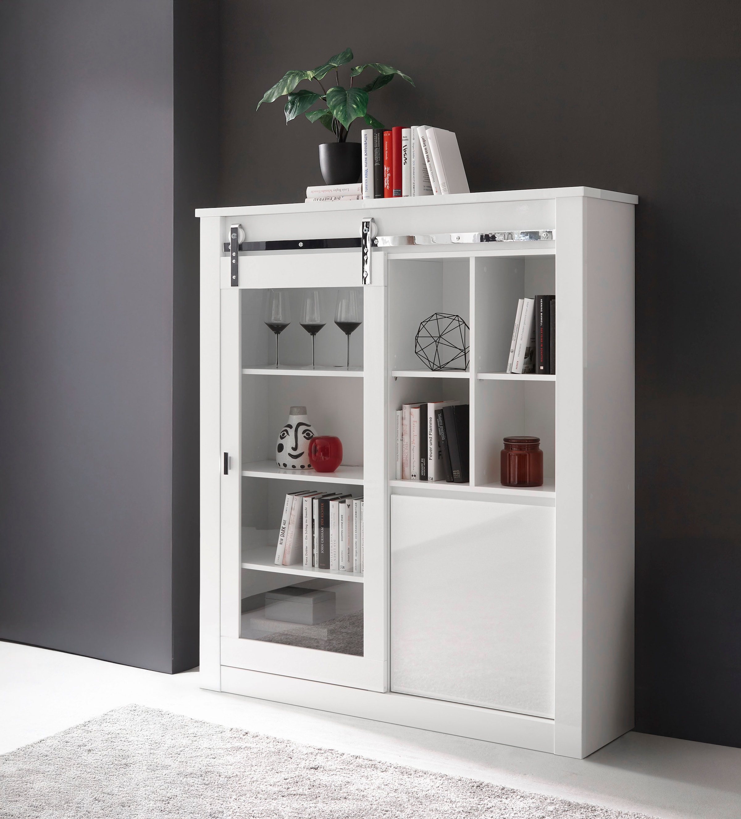 Home affaire Vitrine »Daytona, moderner Hochschrank, Glasvitrine in Weiß Hochglanz«