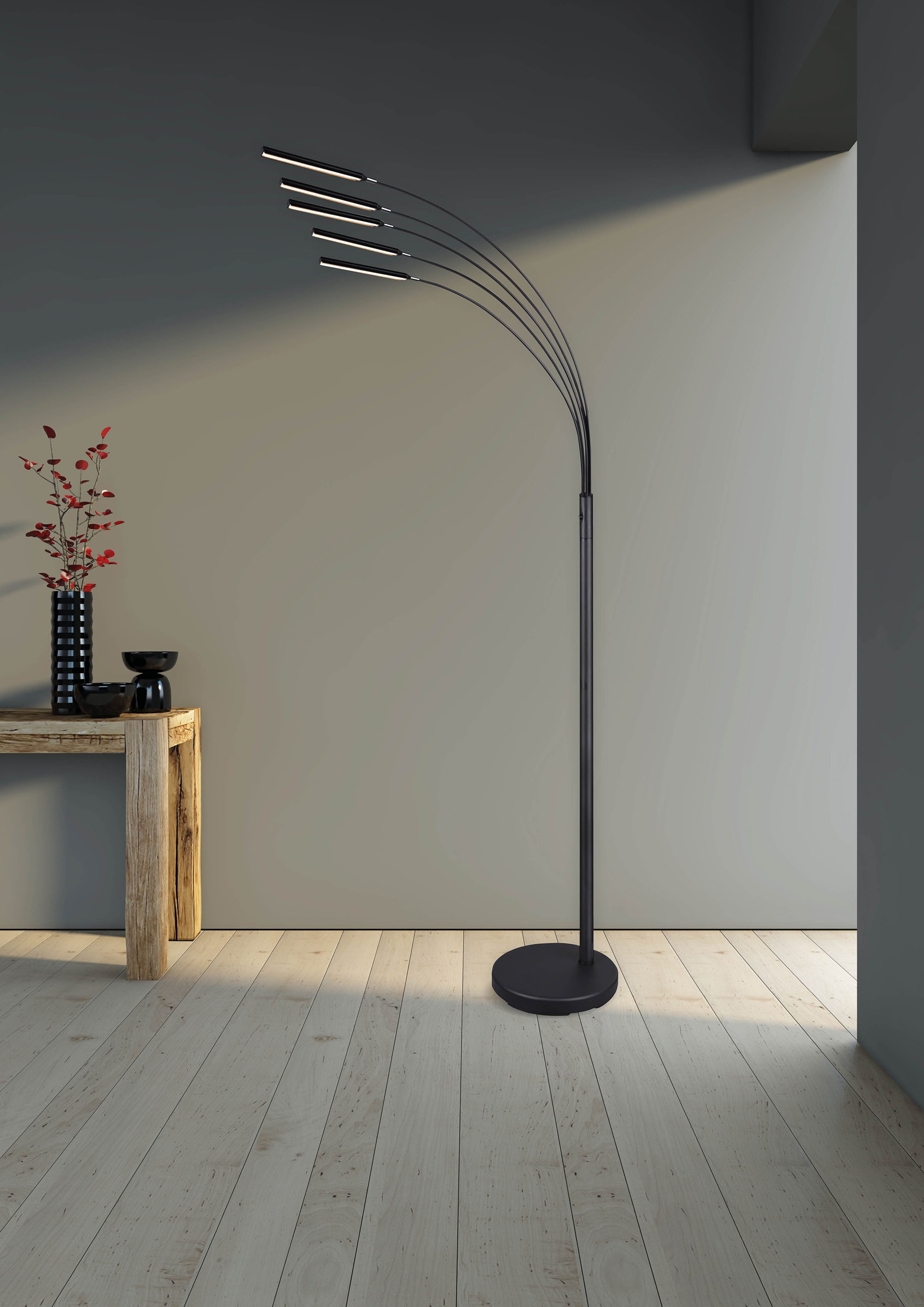 REALITY Leuchten LED Stehlampe »Reed«, 5 flammig, Leuchtmittel LED-Modul | LED fest integriert, Sensordimmer, Memory Funktion