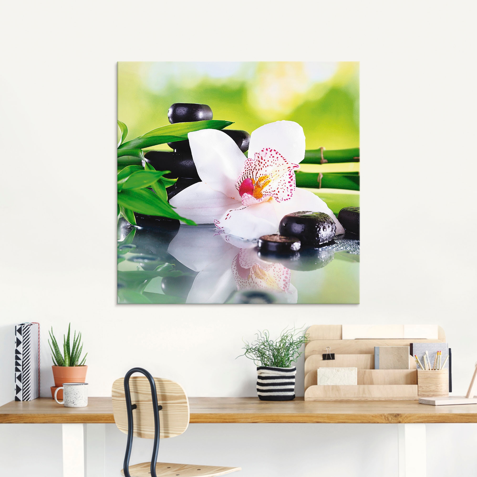 Artland Glasbild »Spa Steine Bambus Zweige Orchidee«, Zen, (1 St.), in verschiedenen Größen