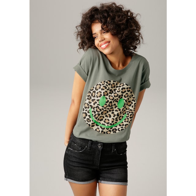 Aniston CASUAL T-Shirt, mit Smiley-Frontprint im Animal-Look online  bestellen