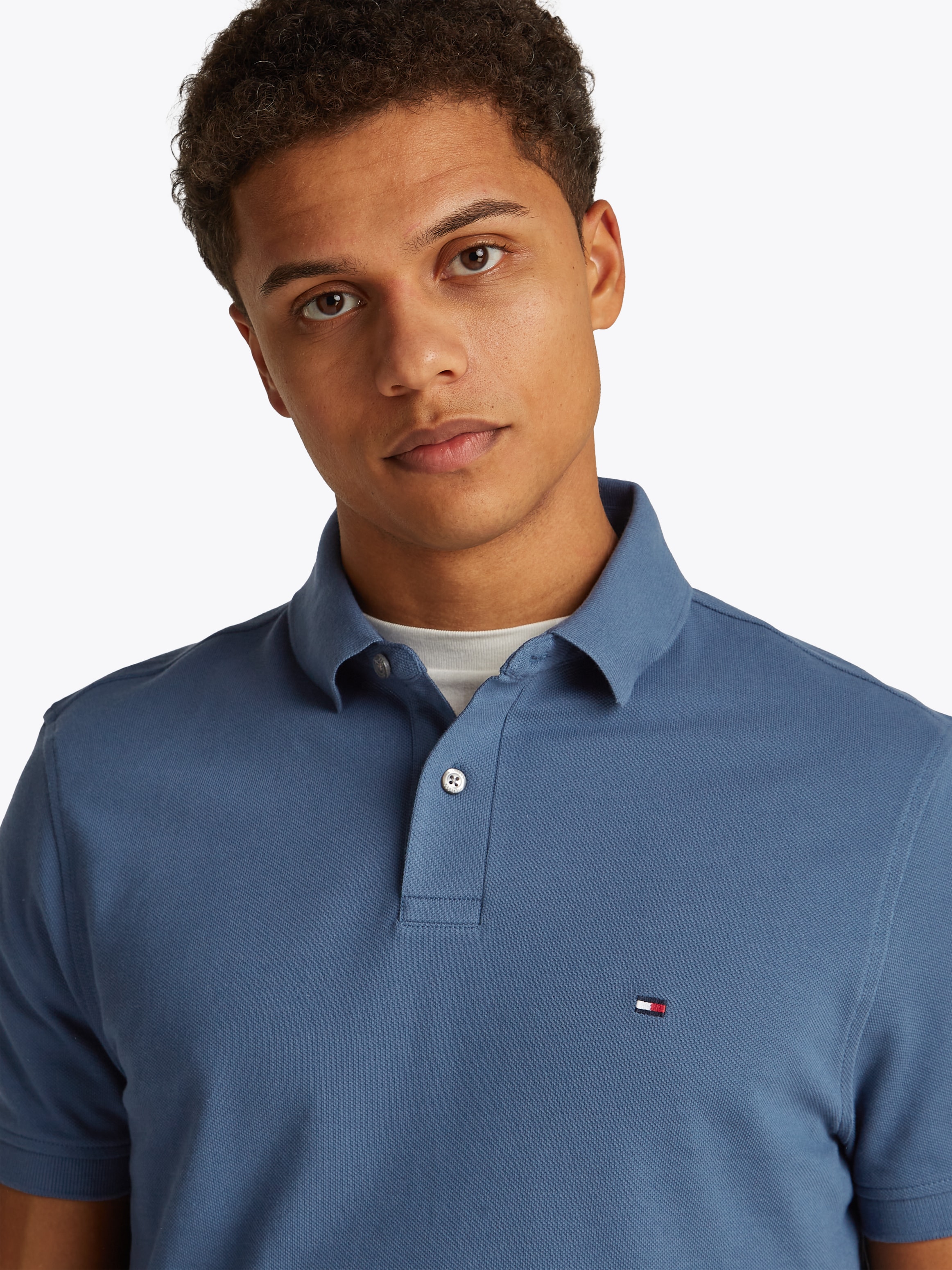 Tommy Hilfiger Poloshirt »1985 REGULAR POLO mit Kontraststreifen und Knopfleiste« unifarben, sportlich, regular fit, Baumwollmix, Polokragen