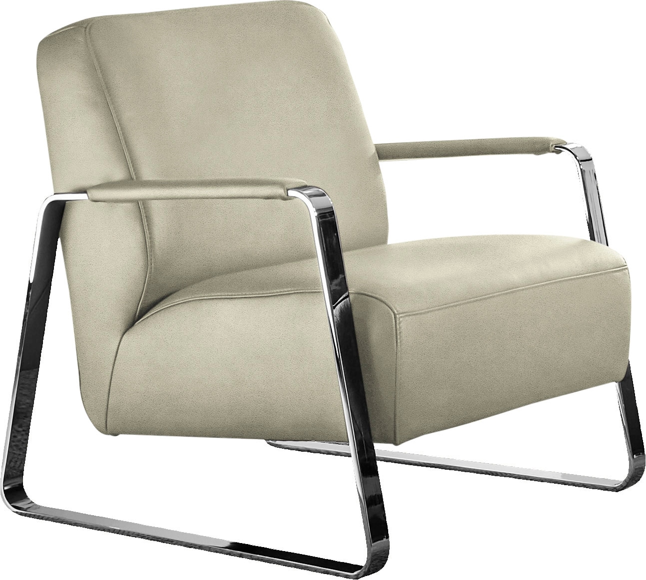 W.SCHILLIG Cocktailsessel »quadroo Designsessel, Loungesessel« mit bezogenen Armlehnen, Gestell in Chrom glänzend
