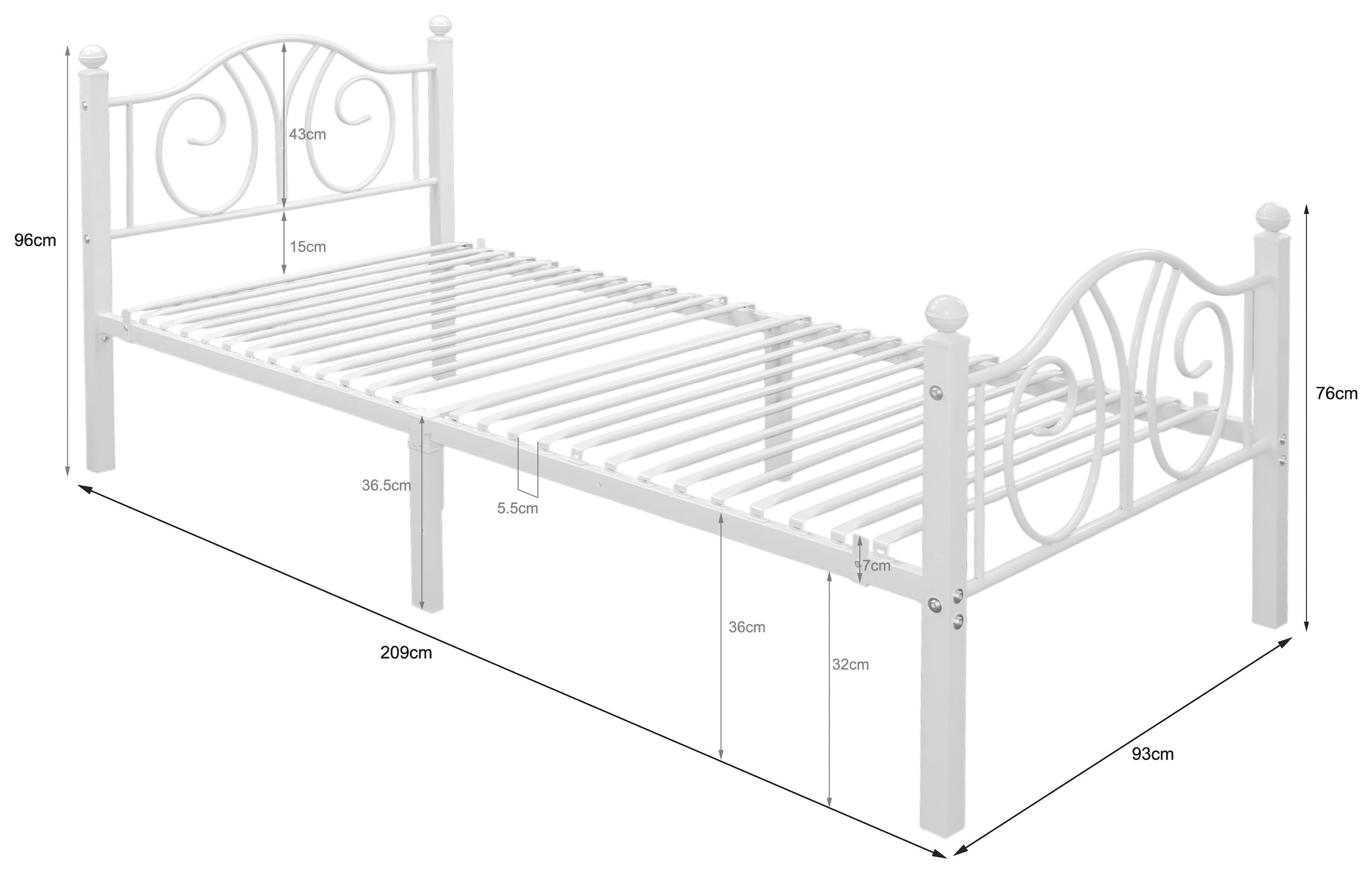 OTTO home Metallbett »LUND Landhausbett Bett Märchenbett Prinzessinbett« Träume wie im Märchen: Dein romantisches Metallbett in 2 Breiten