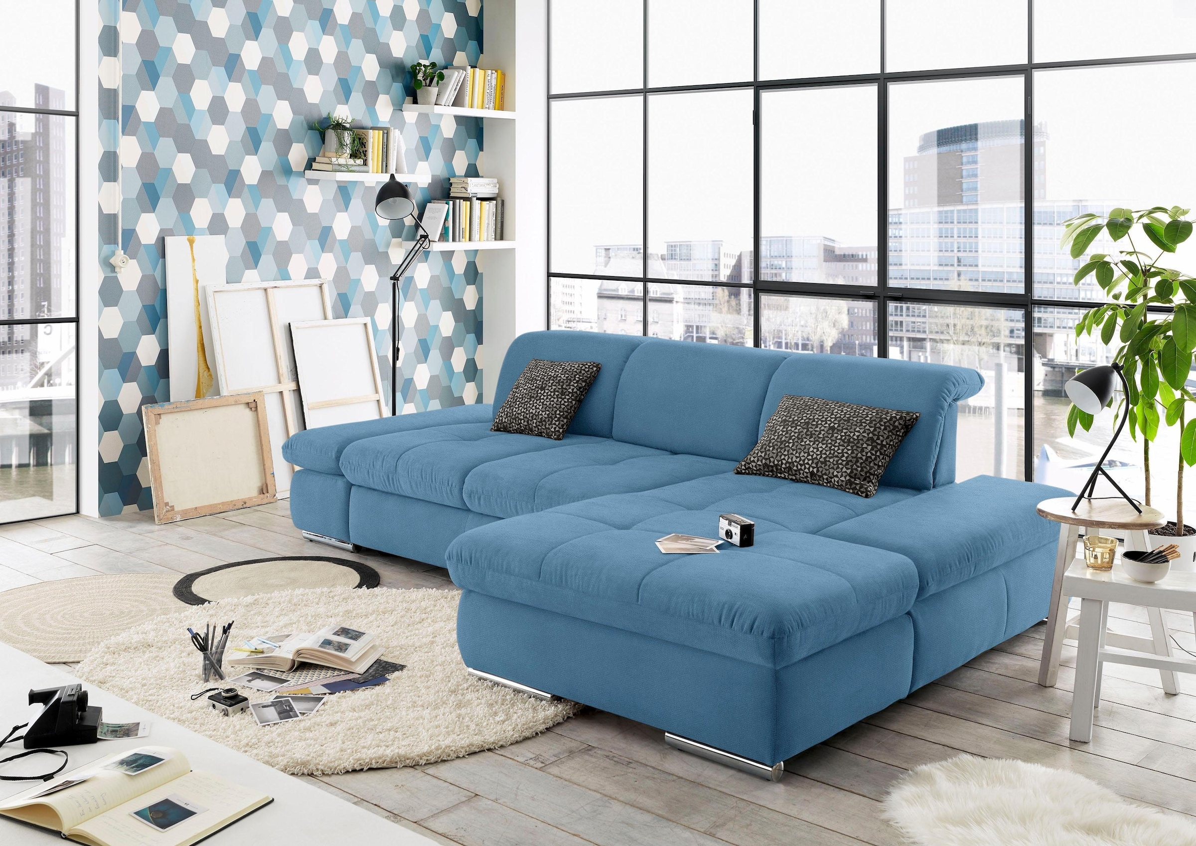 set one by Musterring Ecksofa »SO4100 V«, mit verstellbaren Kopfteilen, wah günstig online kaufen
