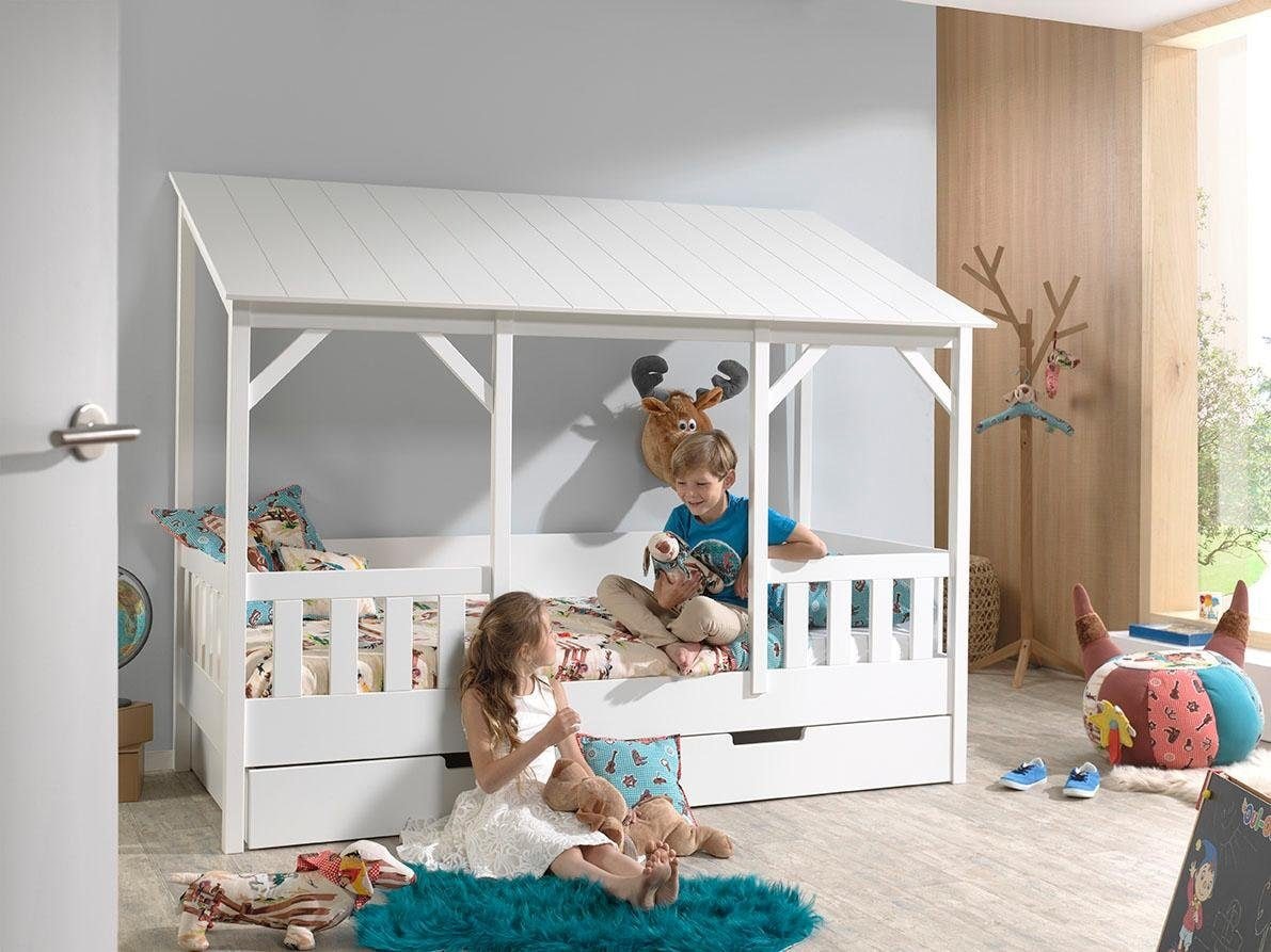 Vipack Kinderbett, (Made in Europe), Hausbett wahlweise mit Bettschublade