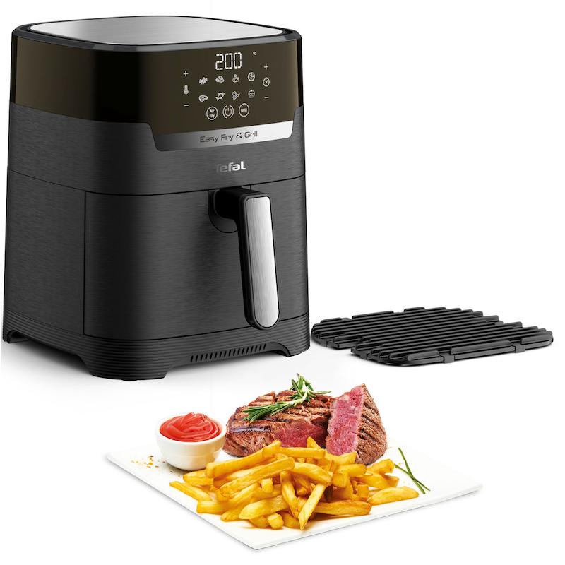 TEFAL Heißluftfritteuse »Easy Fry & Grill Precision« 1550 W XL Kapazität, 8 Programme, weniger Fett, Druckguss-Grillrost, EY5058 schwarz/silberfarben