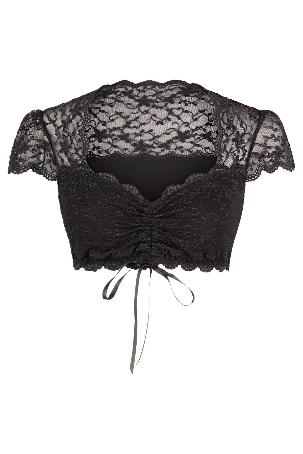 Nina Von C. Dirndlbluse mit herzförmigem Ausschnitt, Spitze, bauchfrei, Kurzarm