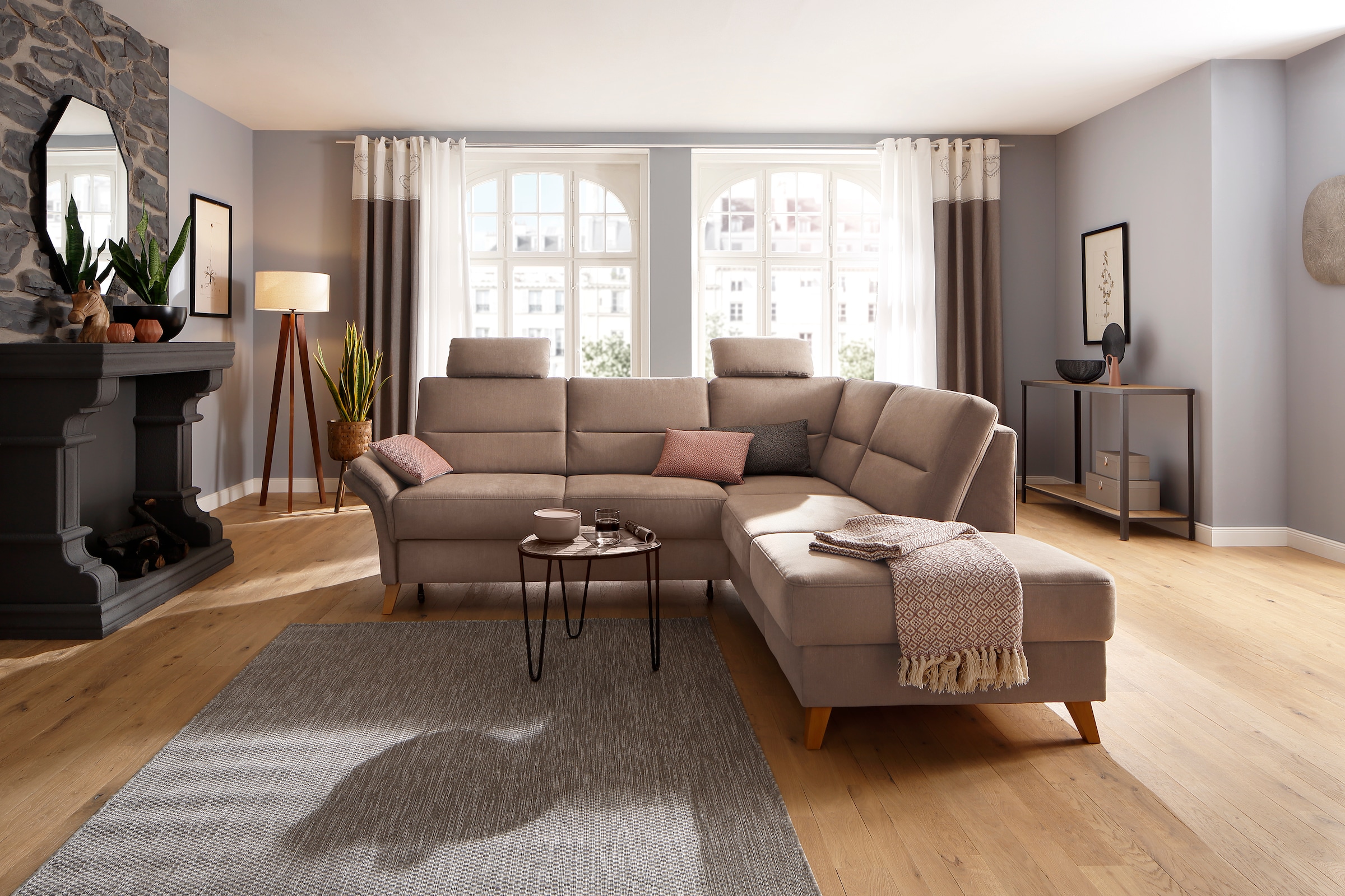 Home affaire Ecksofa »Westerland L-Form«, Federkern-Polsterung, wahlweise mit Bettfunktion, Bettkasten