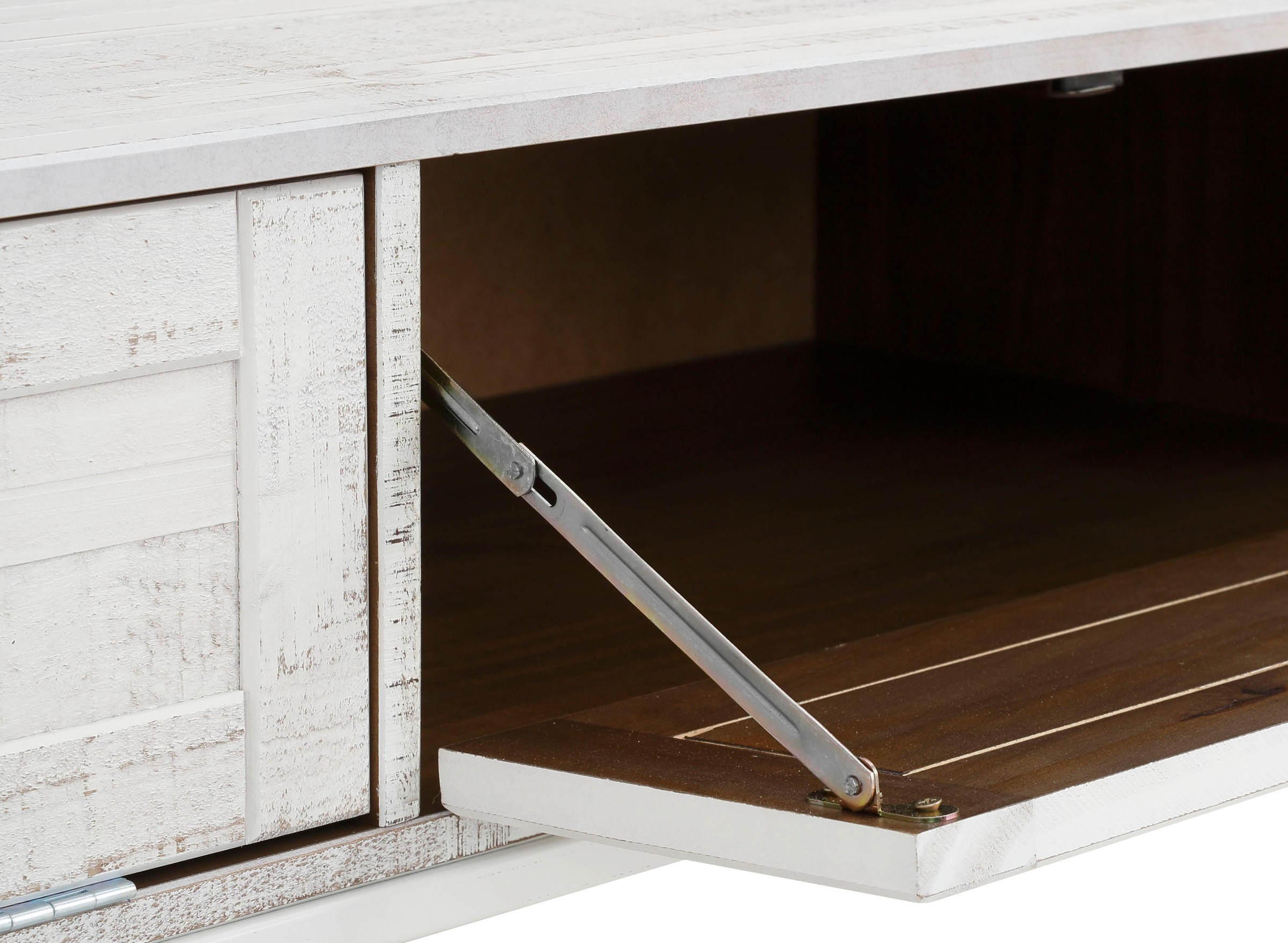 Home affaire Lowboard »Freya«, Kommode mit 3 Klappen, Metallgriffen, aus Massivholz, Breite 175 cm