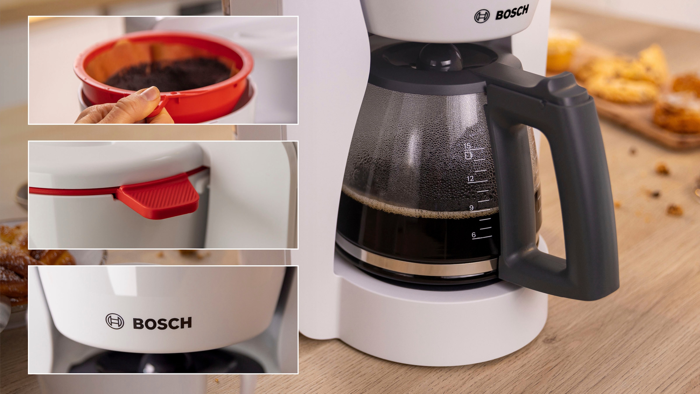 BOSCH Filterkaffeemaschine »MyMoment TKA2M111«, 1,25 l Kaffeekanne, Papierfilter, 1x4, für 10-15 Tassen, Glaskanne, 40min Warmhaltefunktion, 1200 W