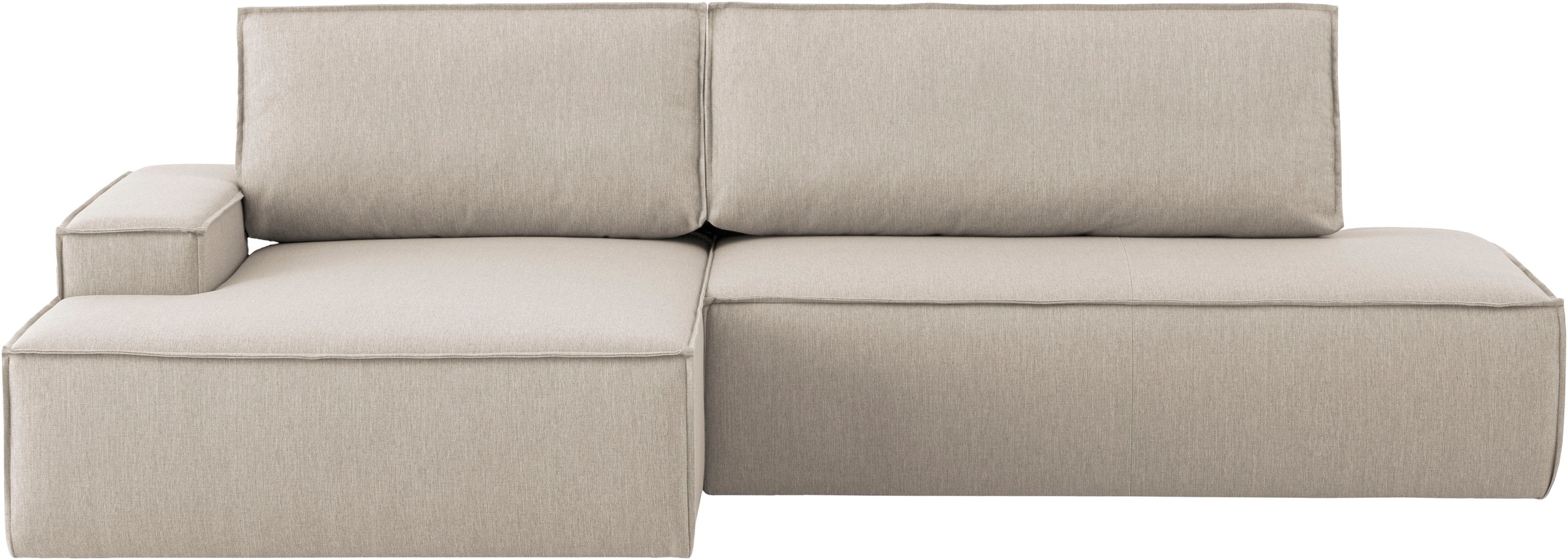 Home affaire Ecksofa »SHERWOOD, Schlafsofa in L-Form offen (275cm), Cord, Leinenoptik«, Schlaffunktion und Bettkasten, Kedernaht, hoher Sitz- & Liegekomfort